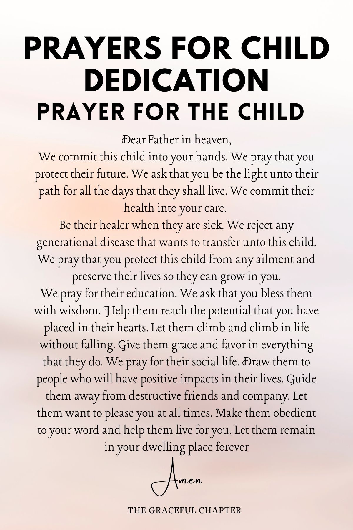prayers for child dedication - Prayer for the Child