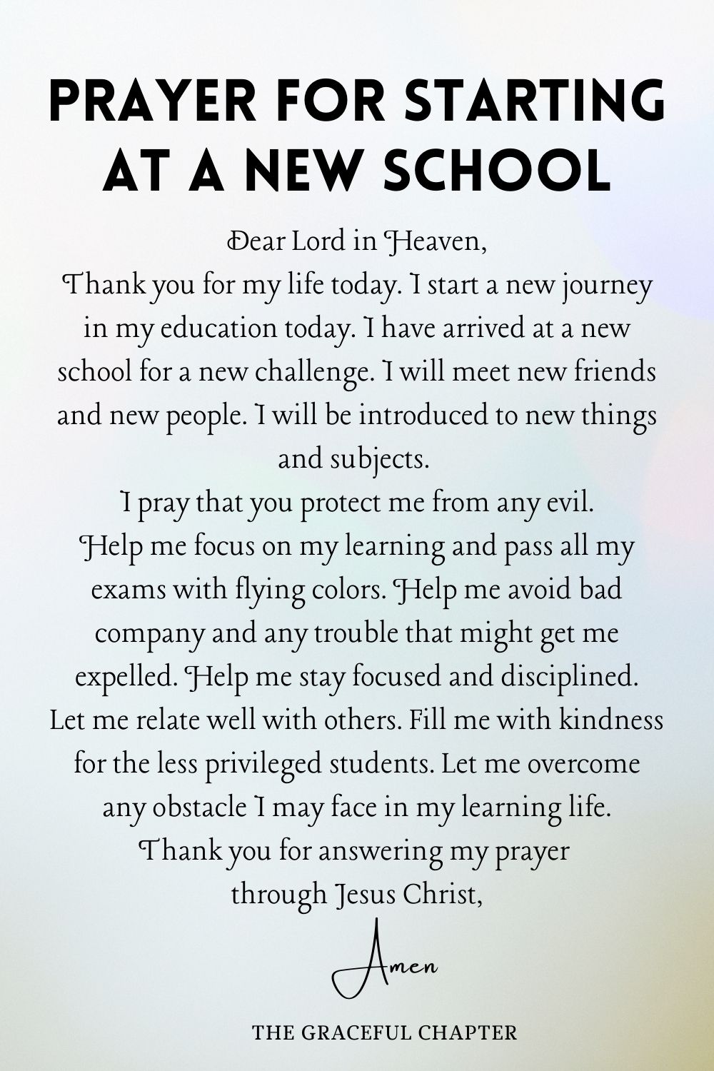Prayer for starting at a new school