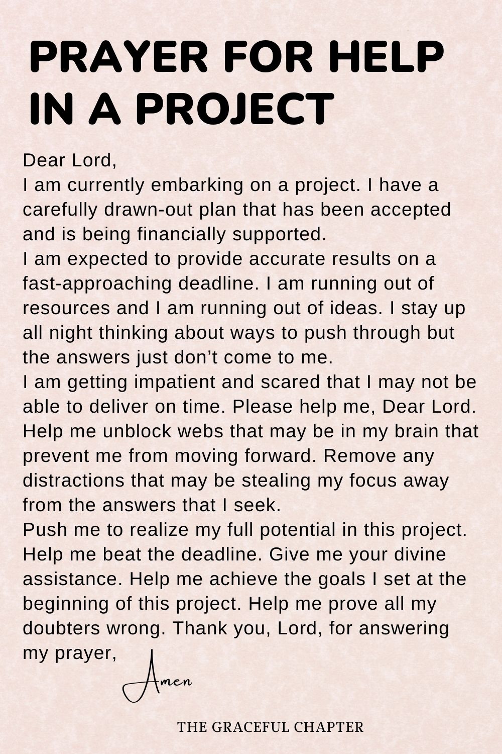 Prayer for help in a project