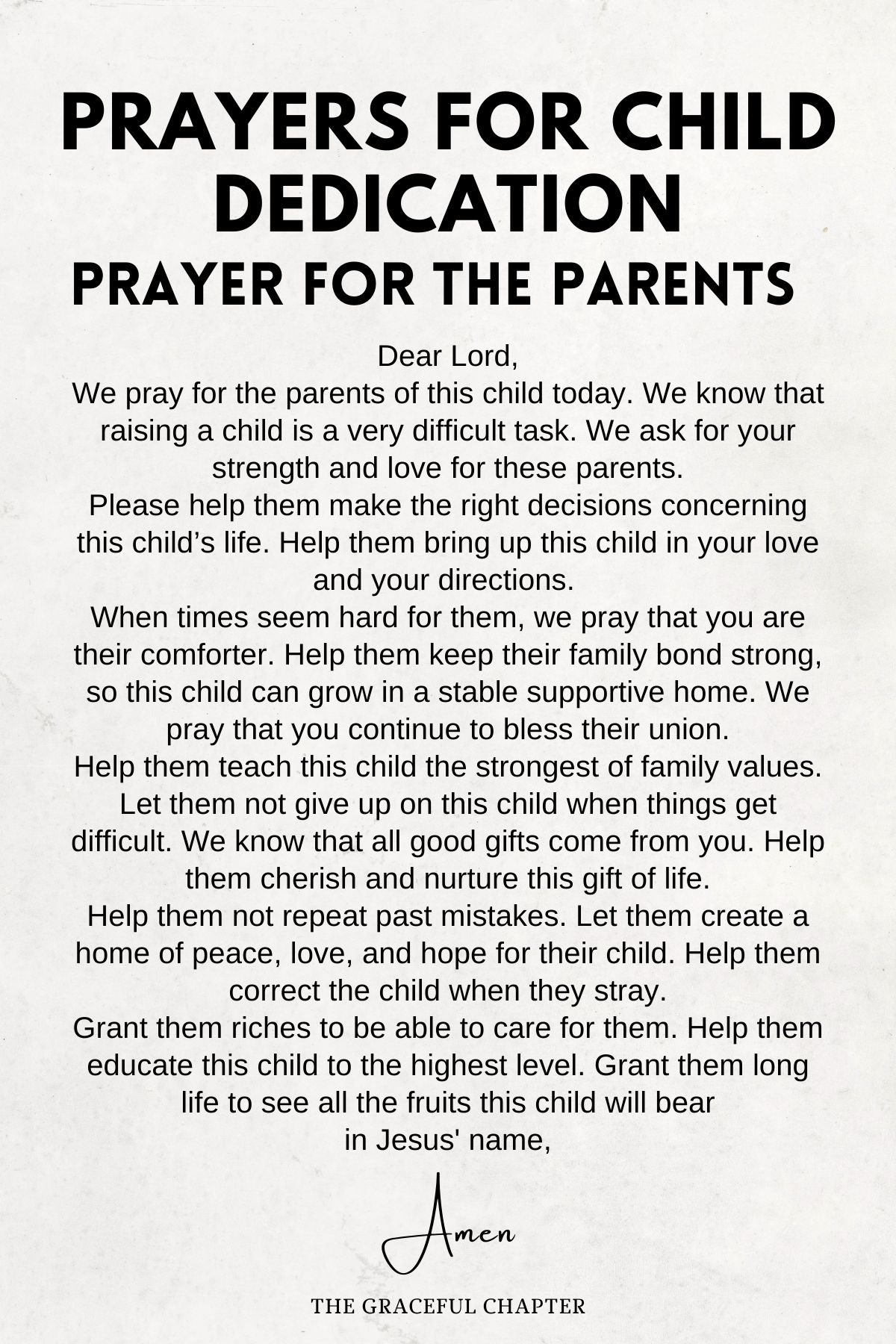 Prayer for the Parents - prayers for child dedication