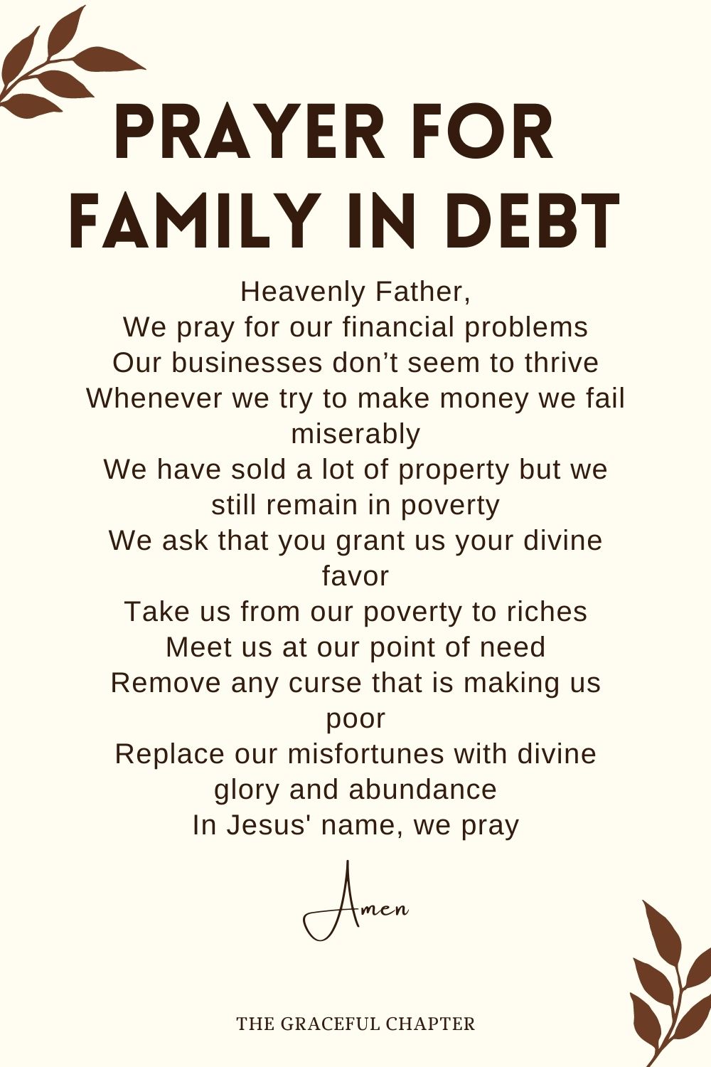 Prayer for Family in Debt