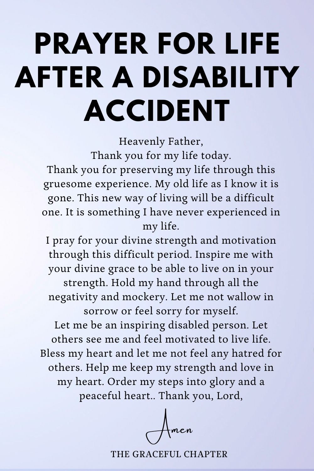 Prayer for life after a disability accident