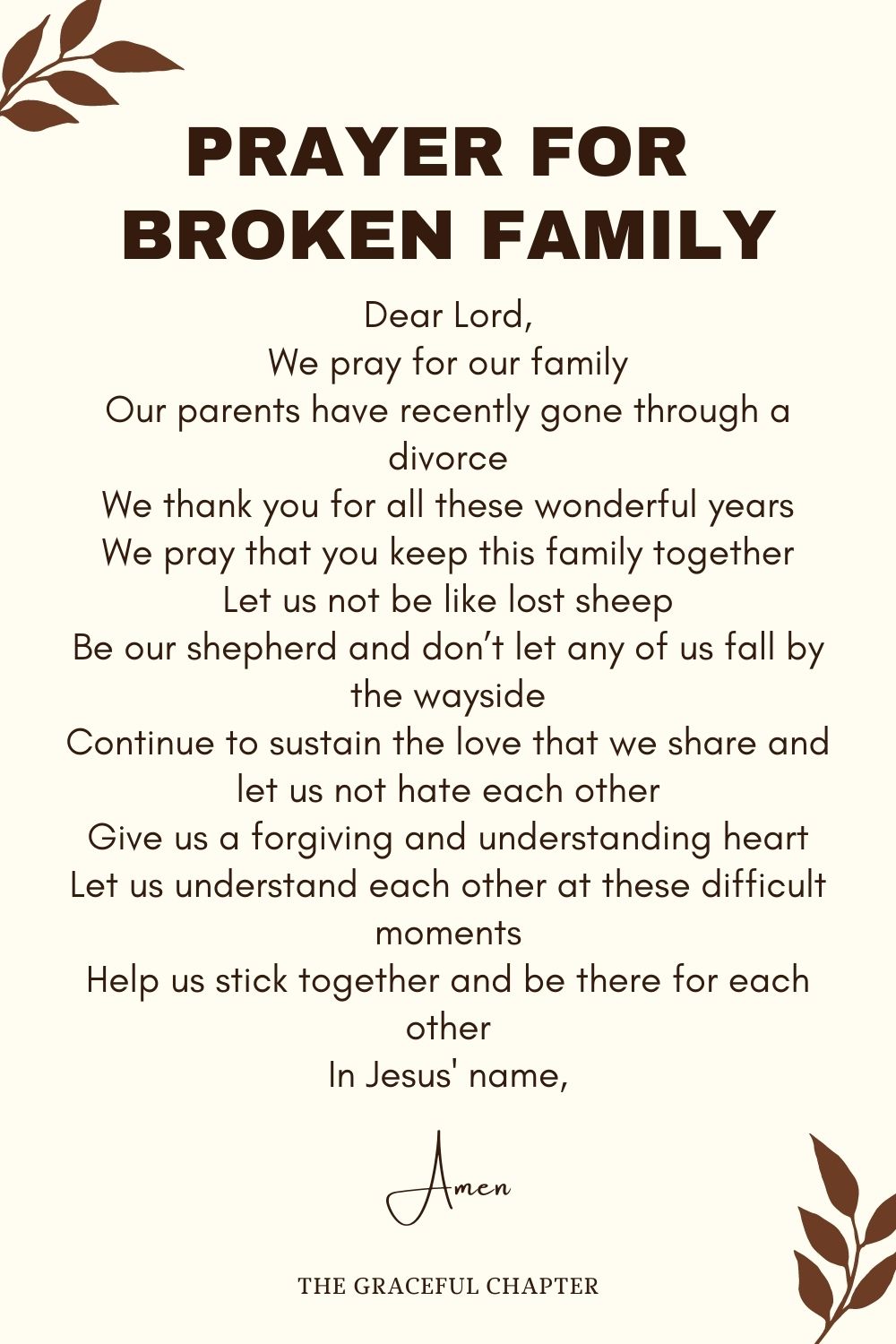 Prayer for Broken Family - prayers for your family