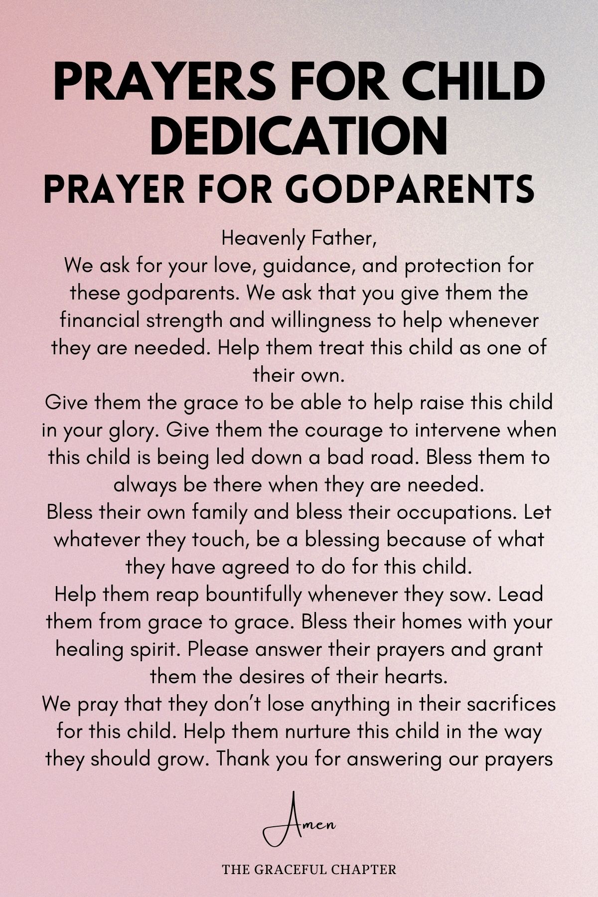prayers for child dedication - Prayer for Godparents