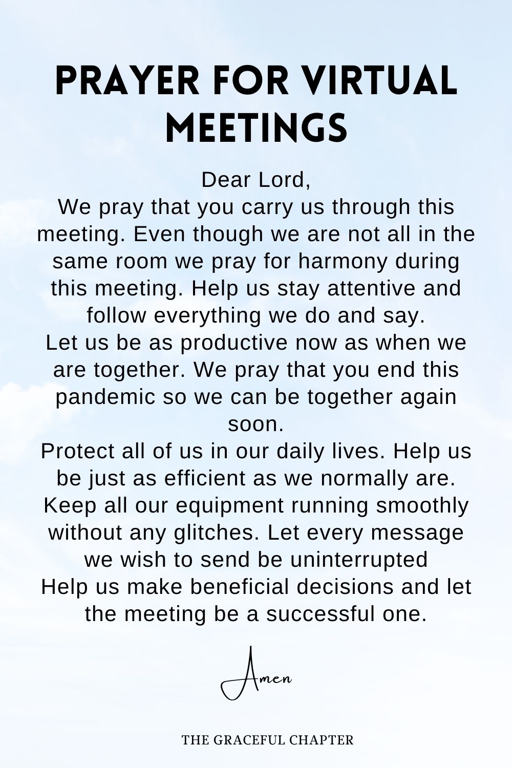 beginning of finance council meeting prayer before