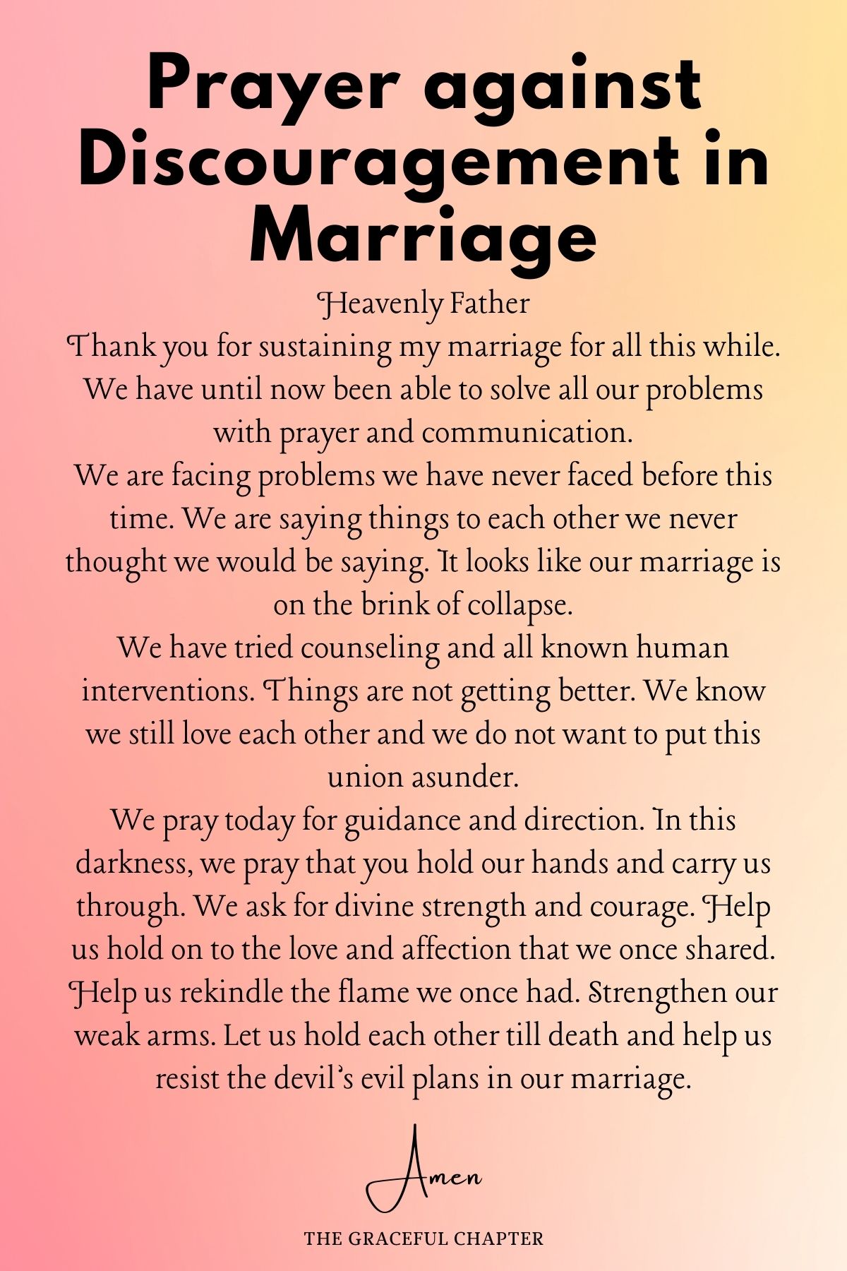 Prayer against discouragement in marriage