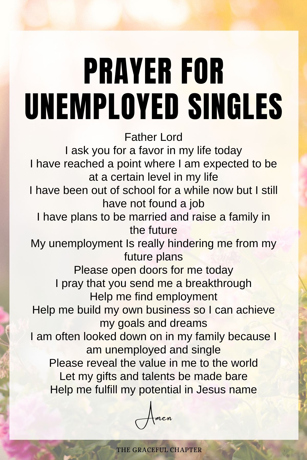 Prayer for Unemployed Singles