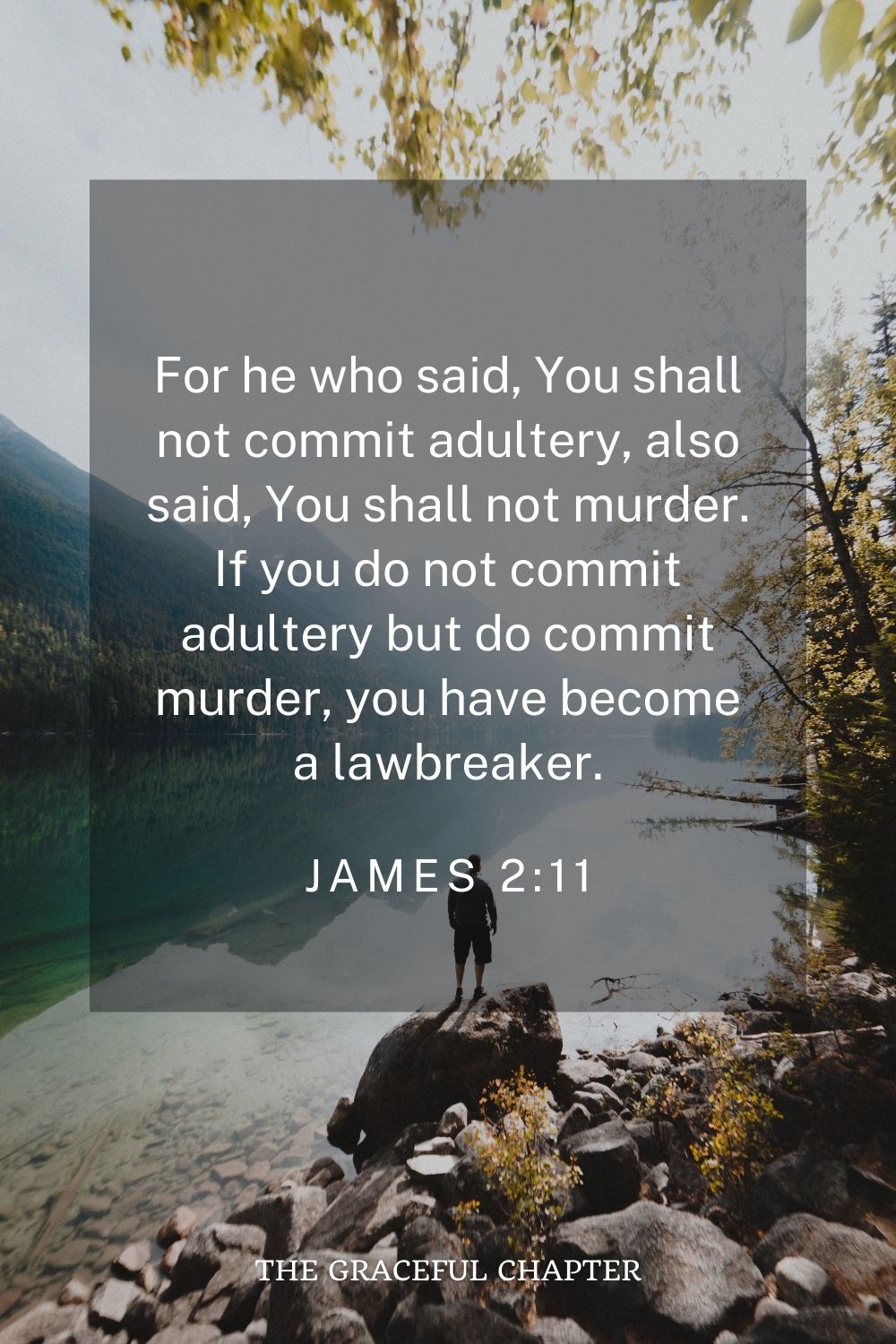 For he who said, “You shall not commit adultery, also said, “You shall not murder. If you do not commit adultery but do commit murder, you have become a lawbreaker. James 2:11