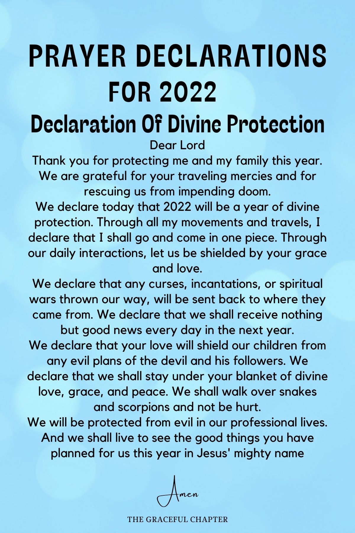 Prayer declarations for 2022 - declaration of divine protection