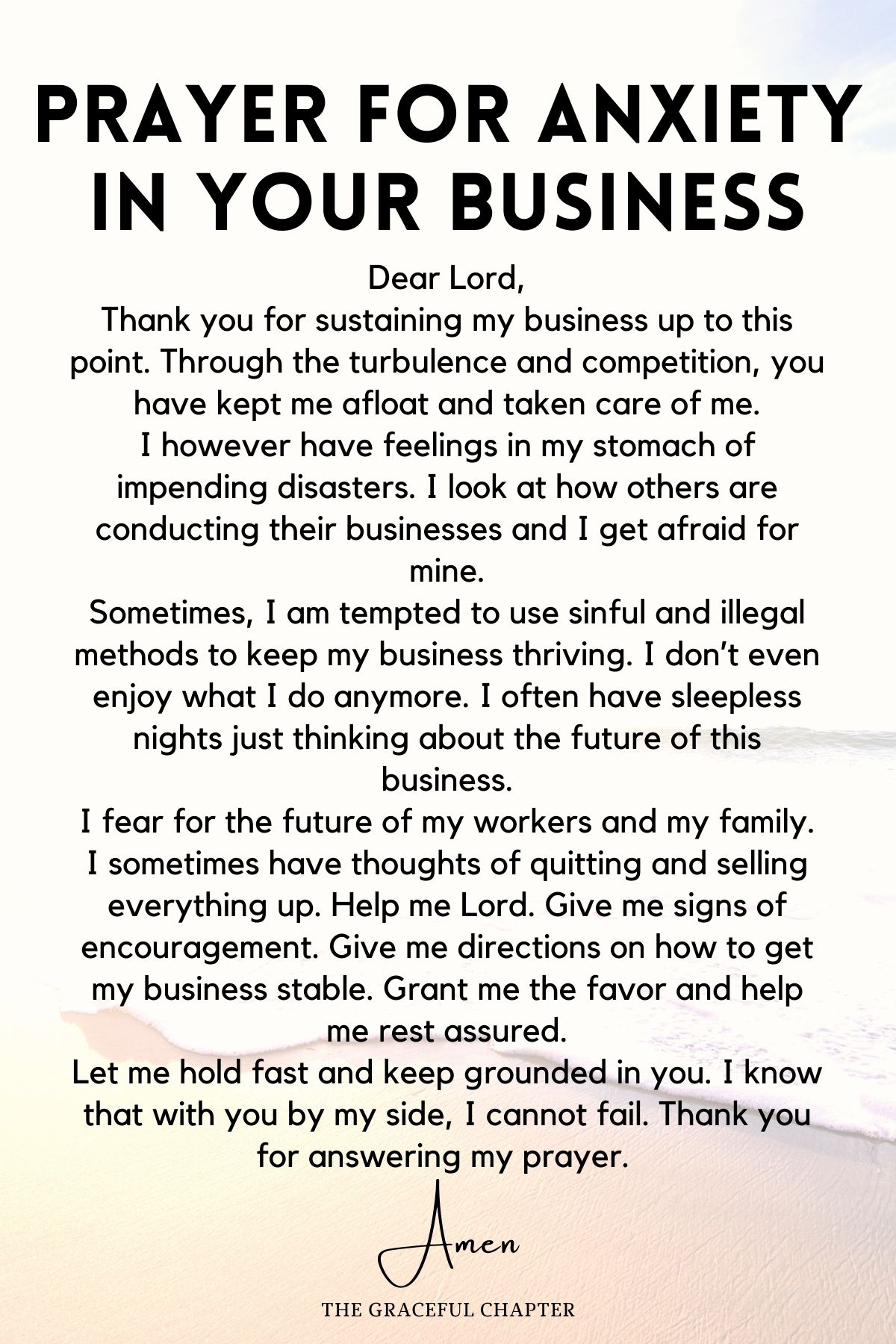 Prayer for Anxiety in your Business