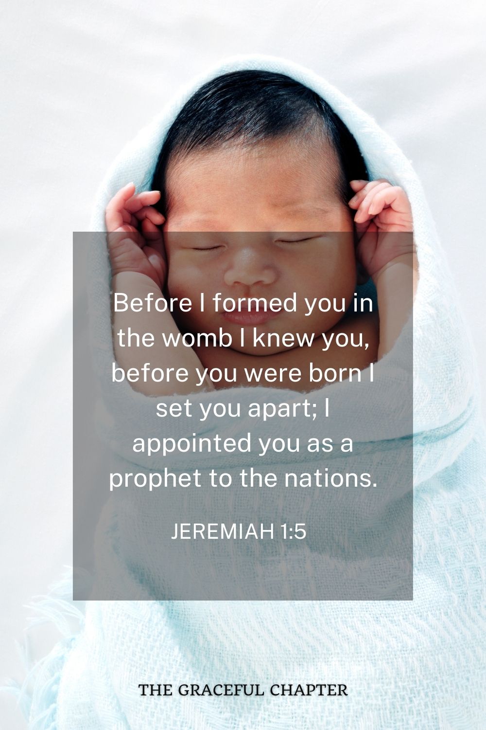 Before I formed you in the womb I knew you, before you were born I set you apart; I appointed you as a prophet to the nations. Jeremiah 1:5