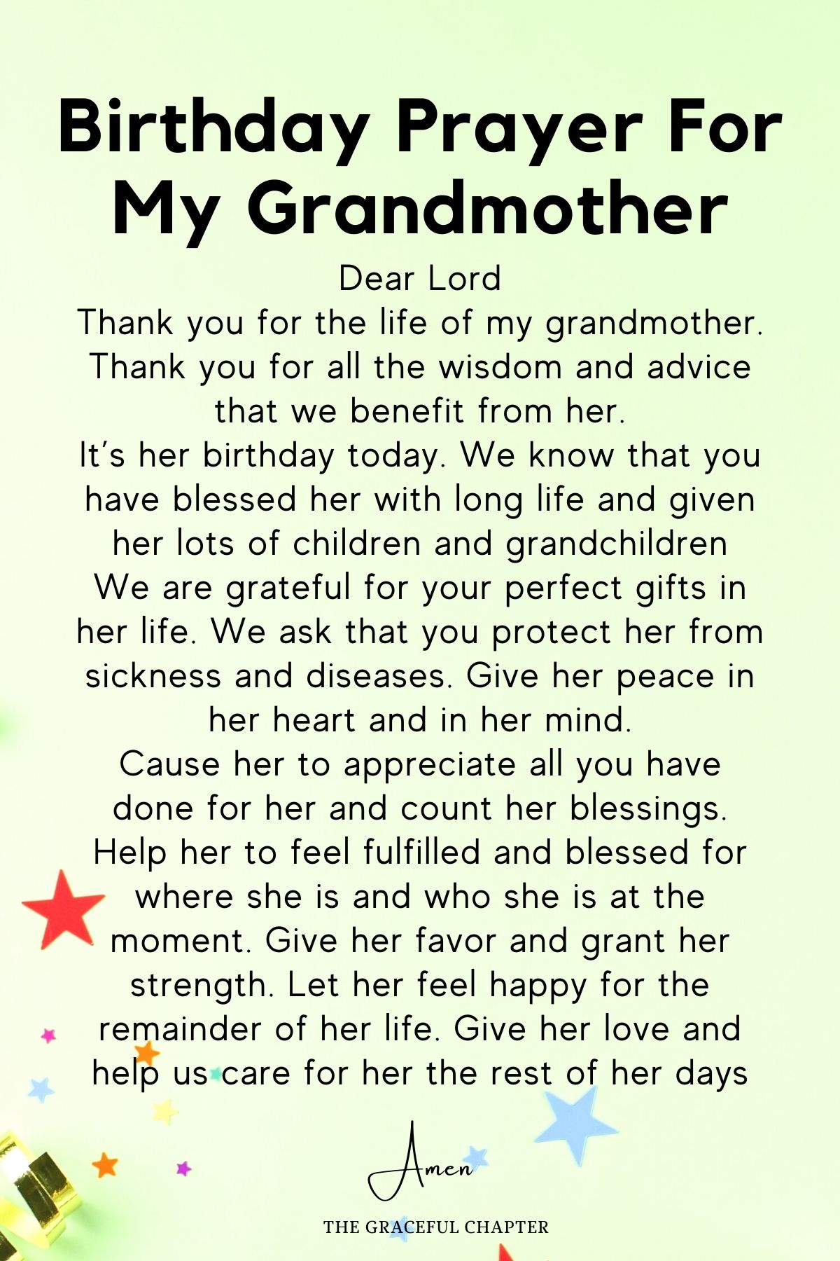 Birthday Prayer for my grandmother