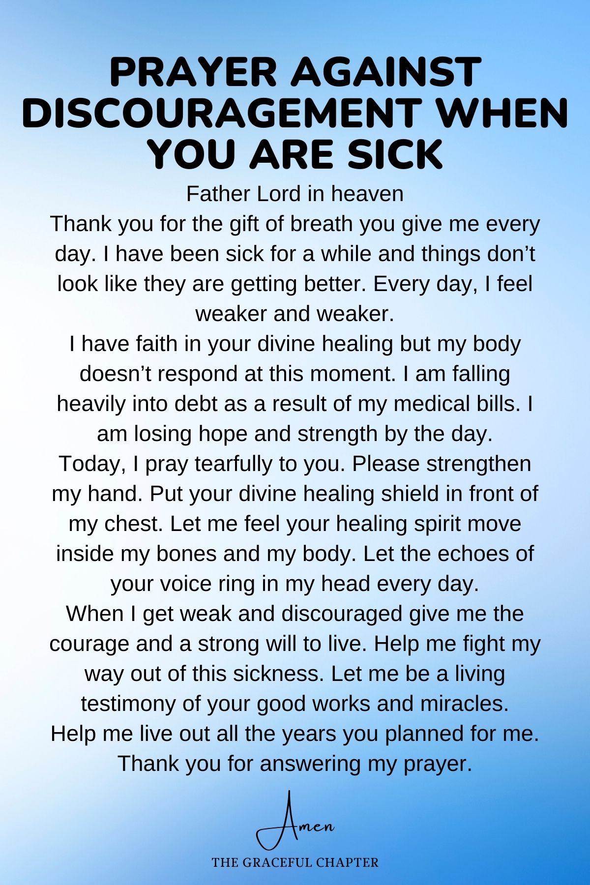 Prayer against discouragement when you are sick