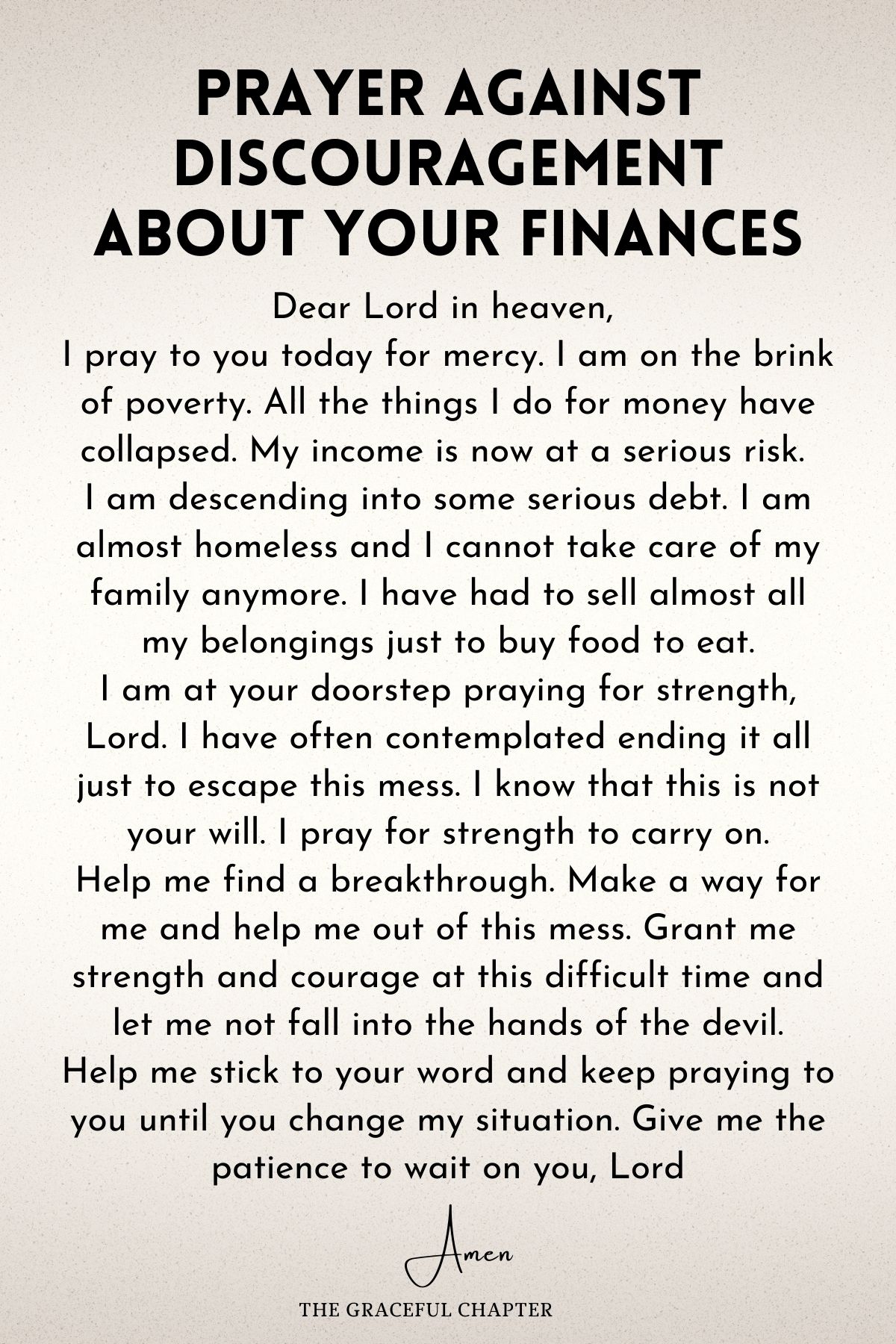 Prayer against discouragement about your finances