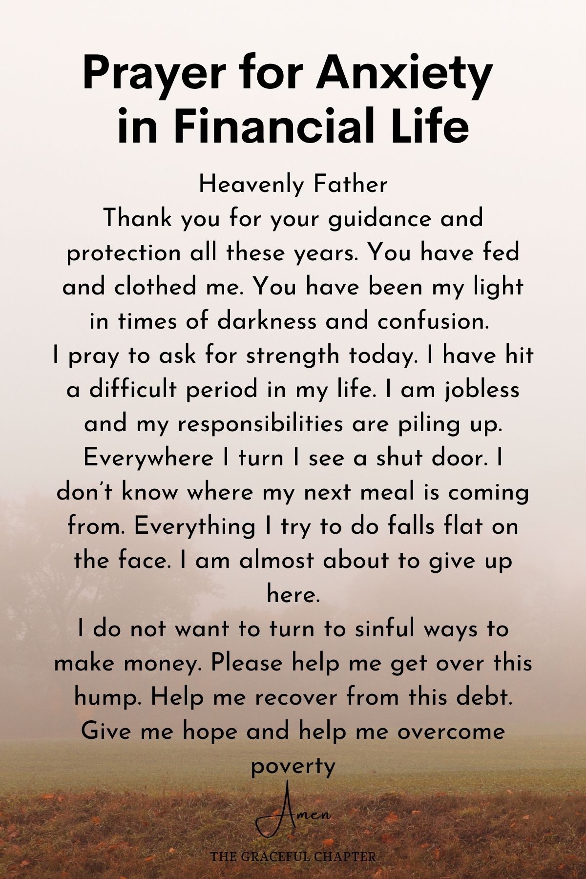 Prayer for Anxiety in Financial Life