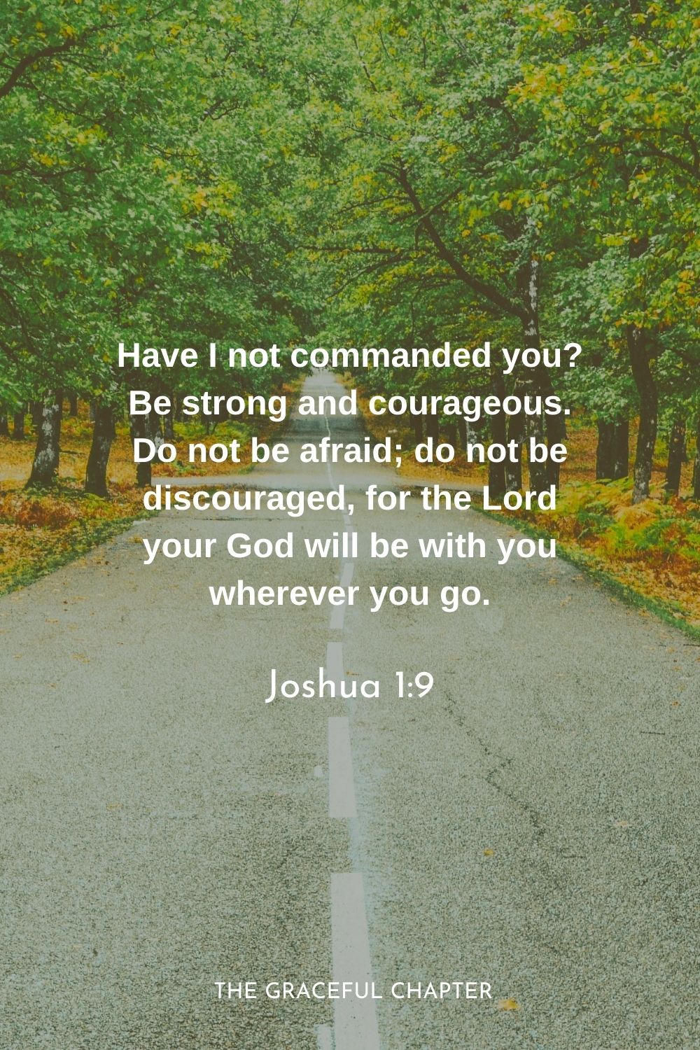Have I not commanded you? Be strong and courageous. Do not be afraid; do not be discouraged, for the Lord your God will be with you wherever you go.