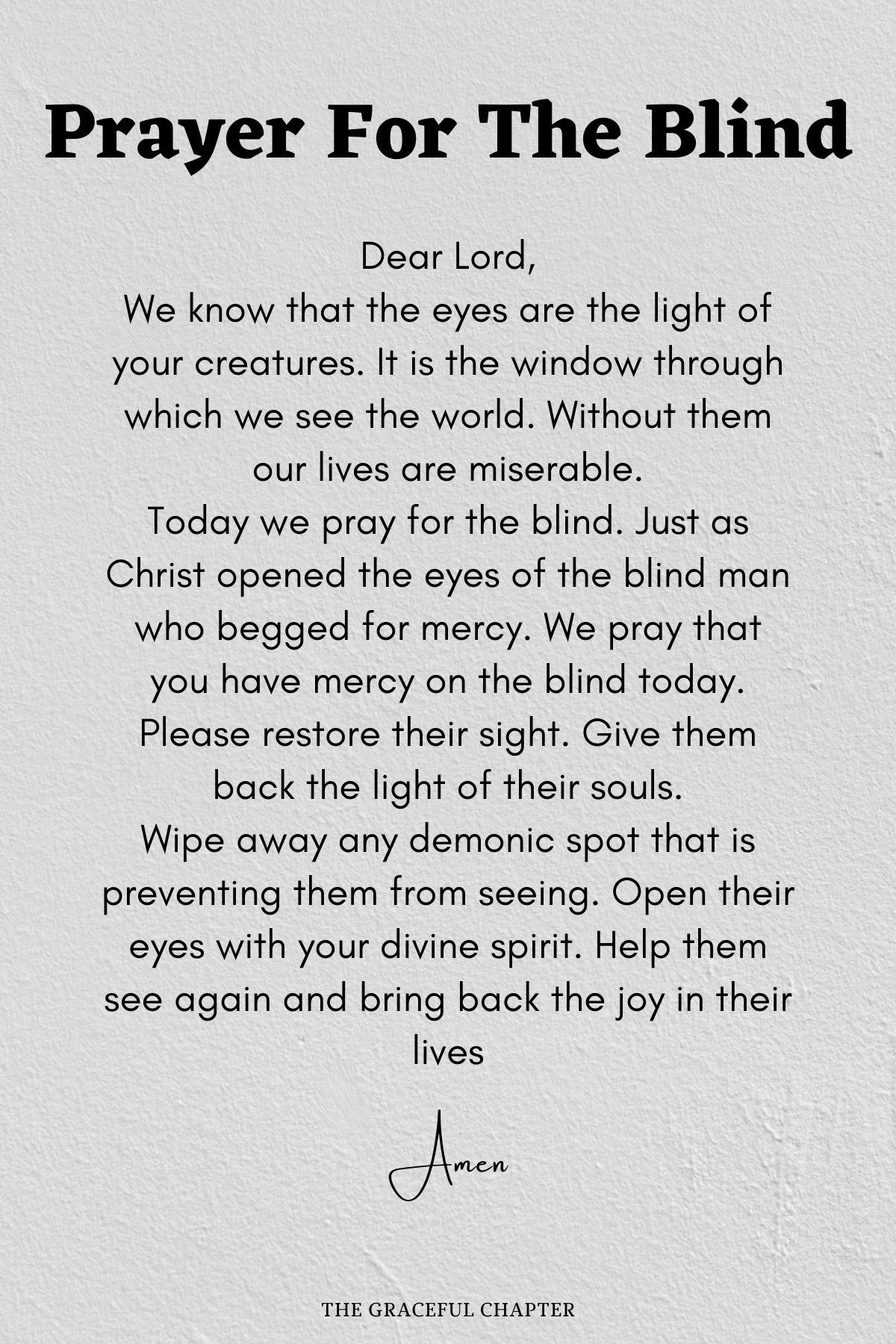 Prayer for the blind