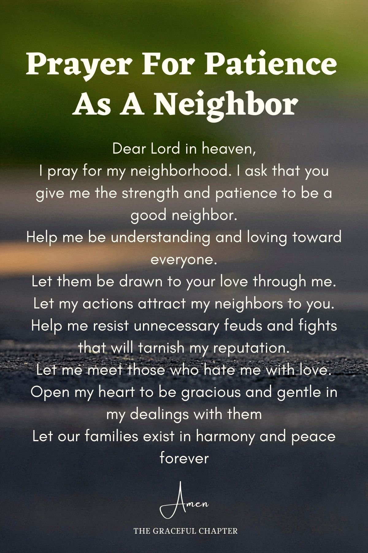 Prayer for patience as a neighbor