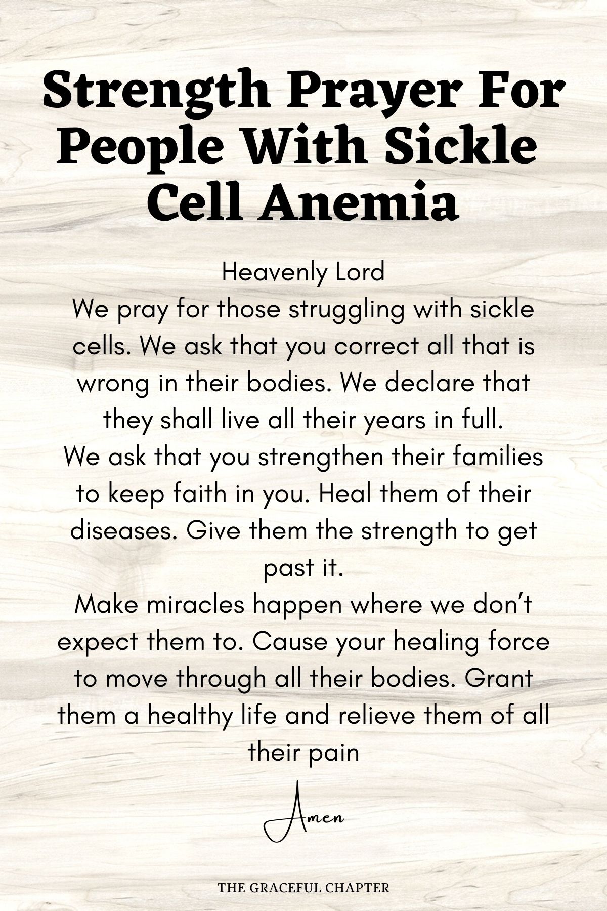 Strength prayer for people with sickle cell anemia