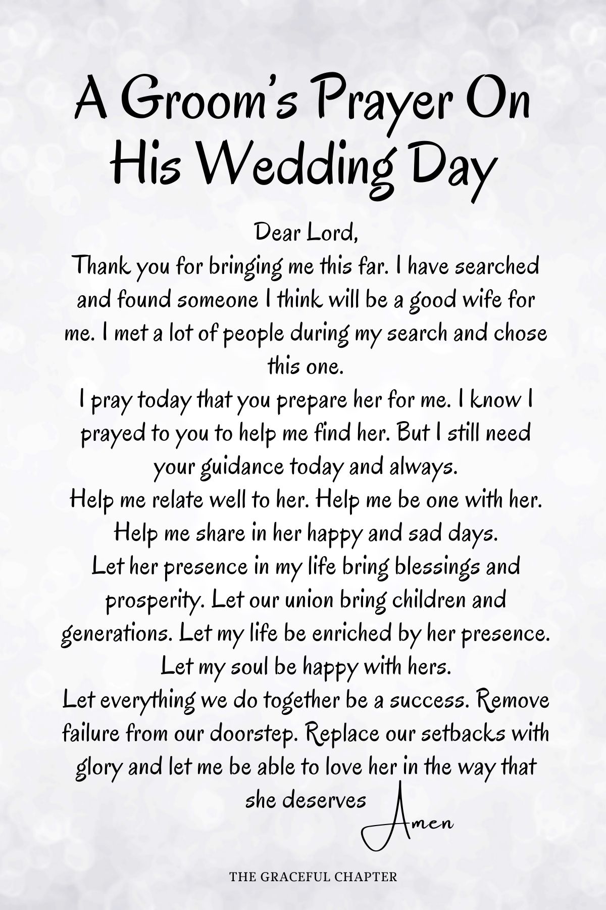 A groom’s prayer on his wedding day