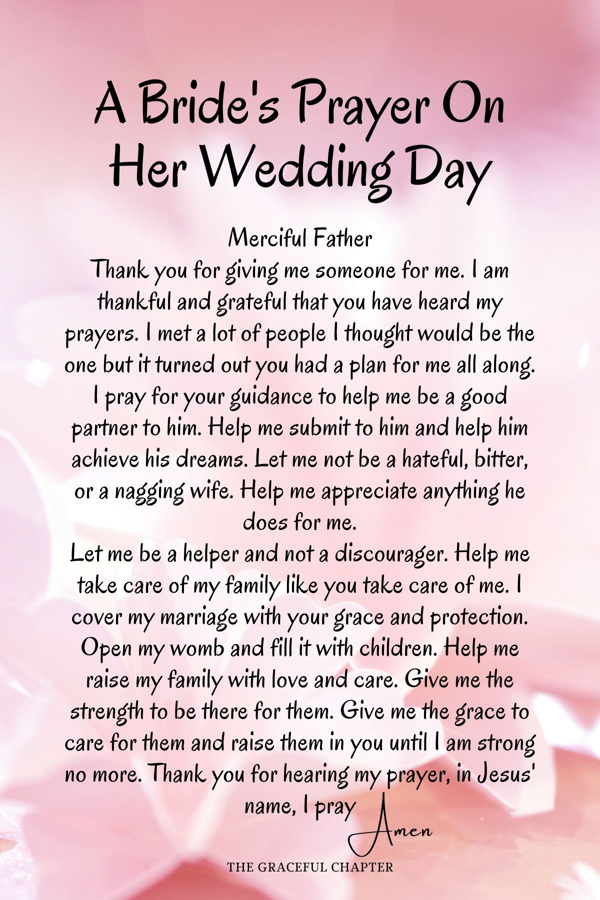 A bride's prayer on her wedding day