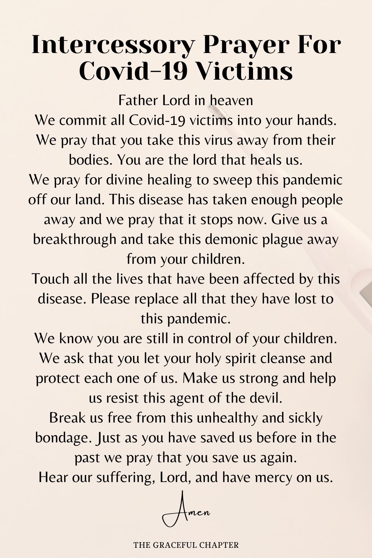 Intercessory prayer for Covid-19 victims