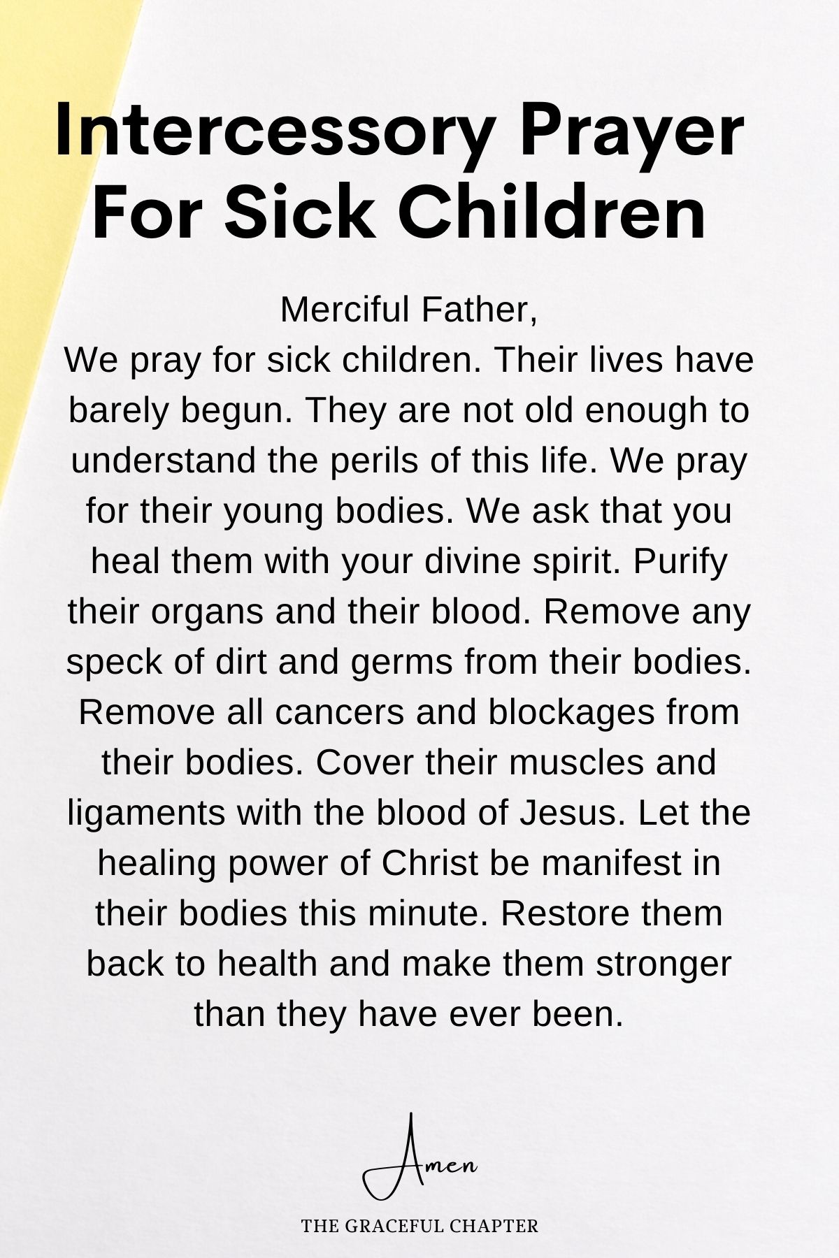 Intercessory prayers for sick children