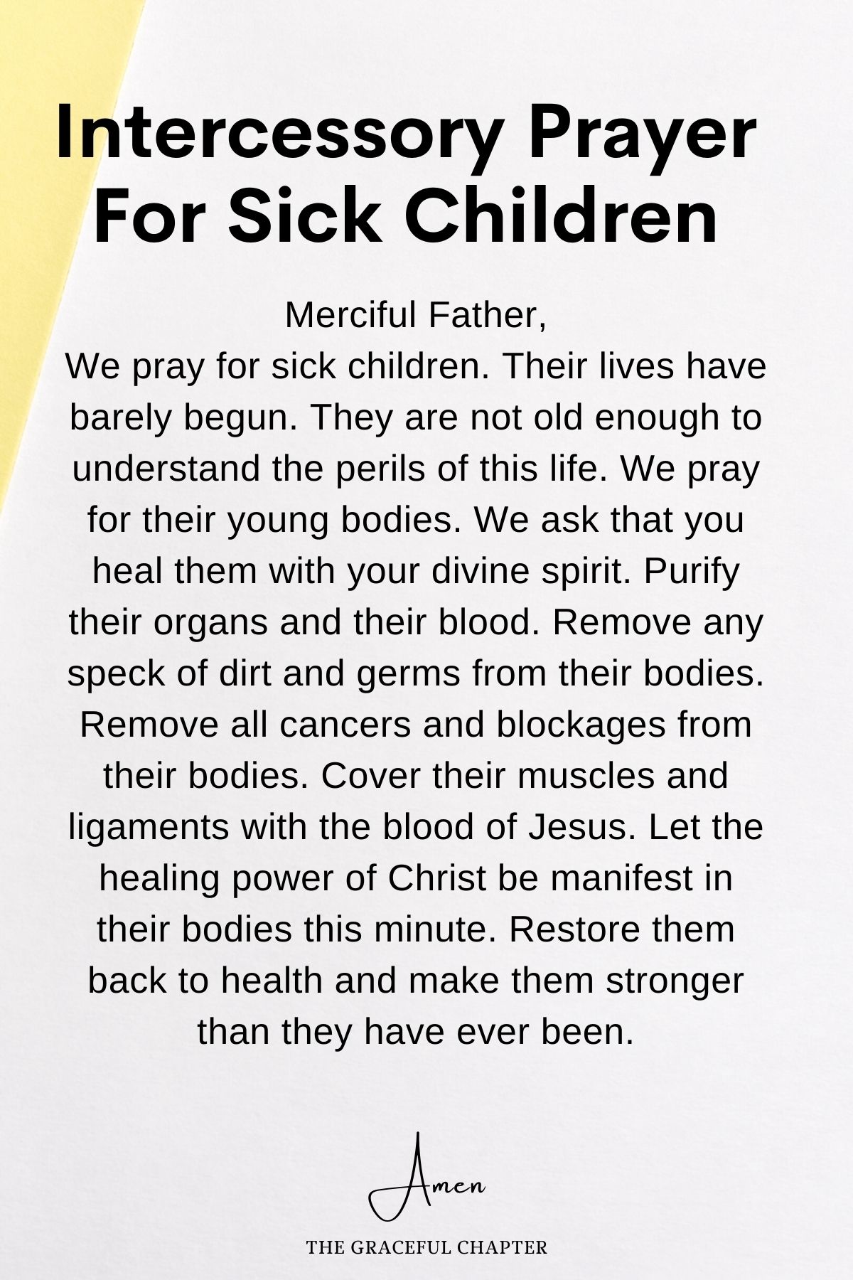 healing prayer for a sick child