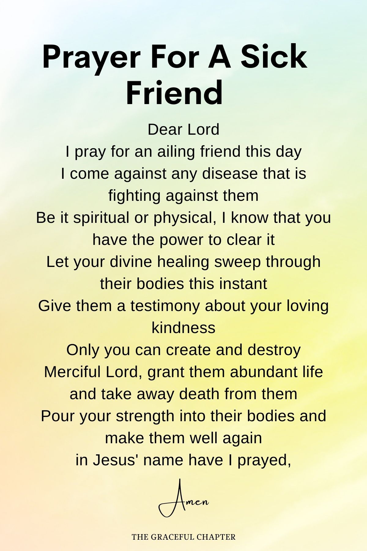 Prayer for a sick friend prayers for friends