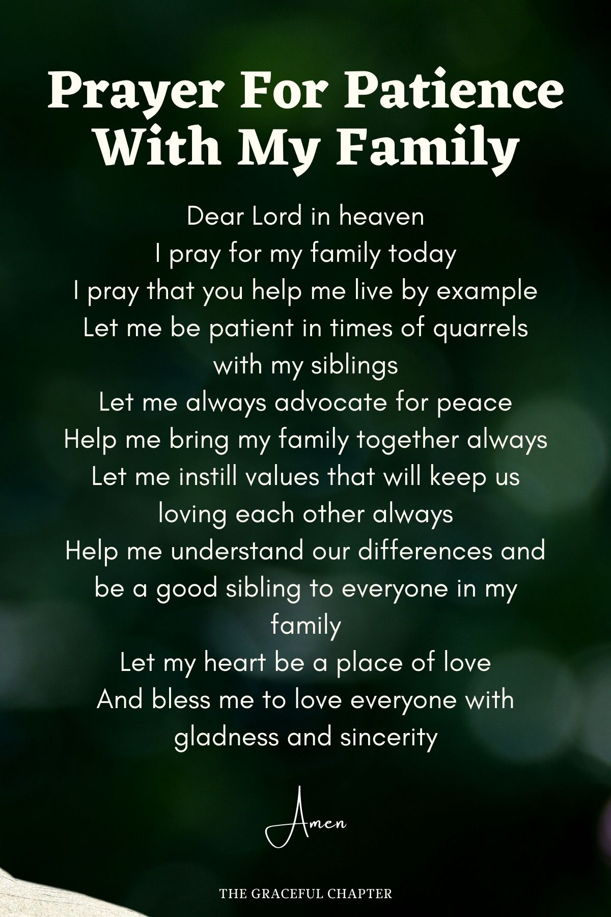 Prayer for patience with my family