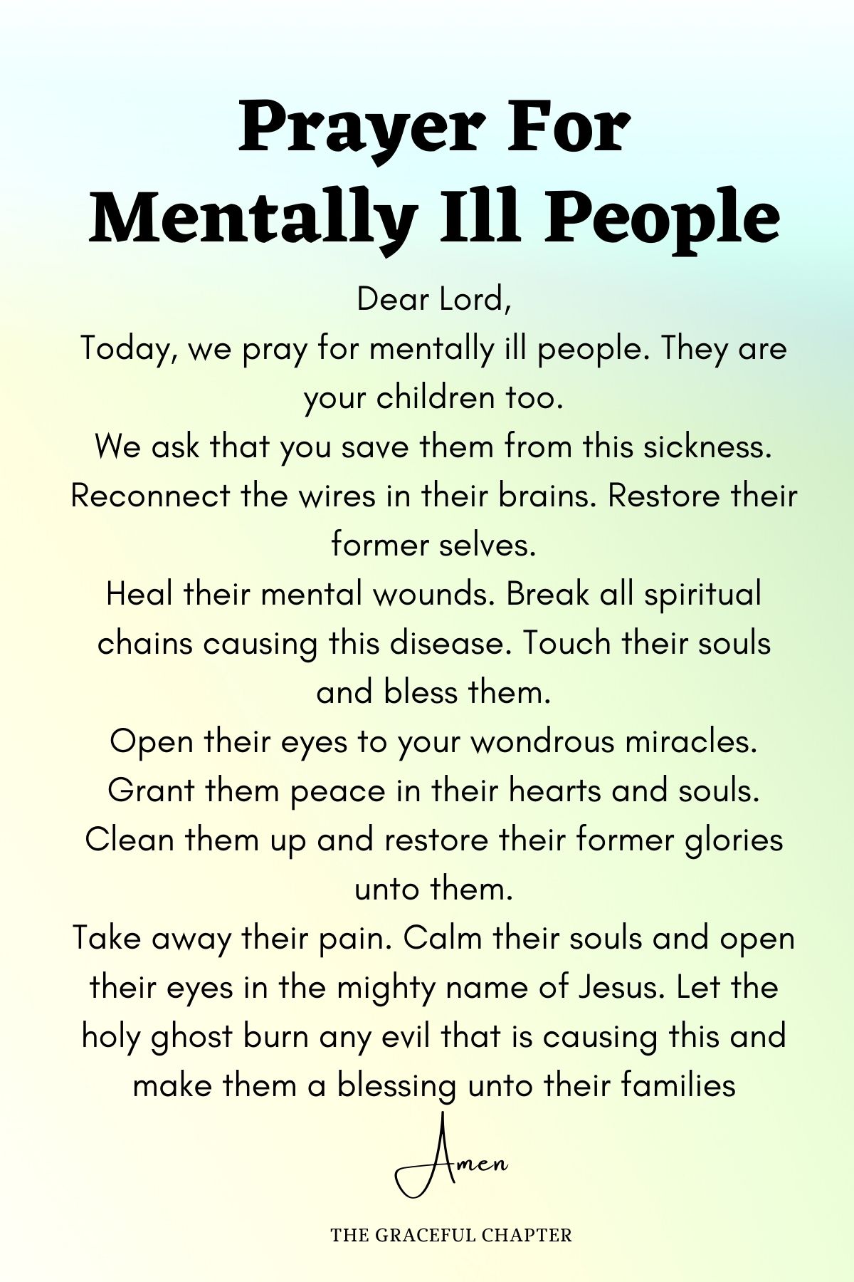 Prayer for mentally ill people