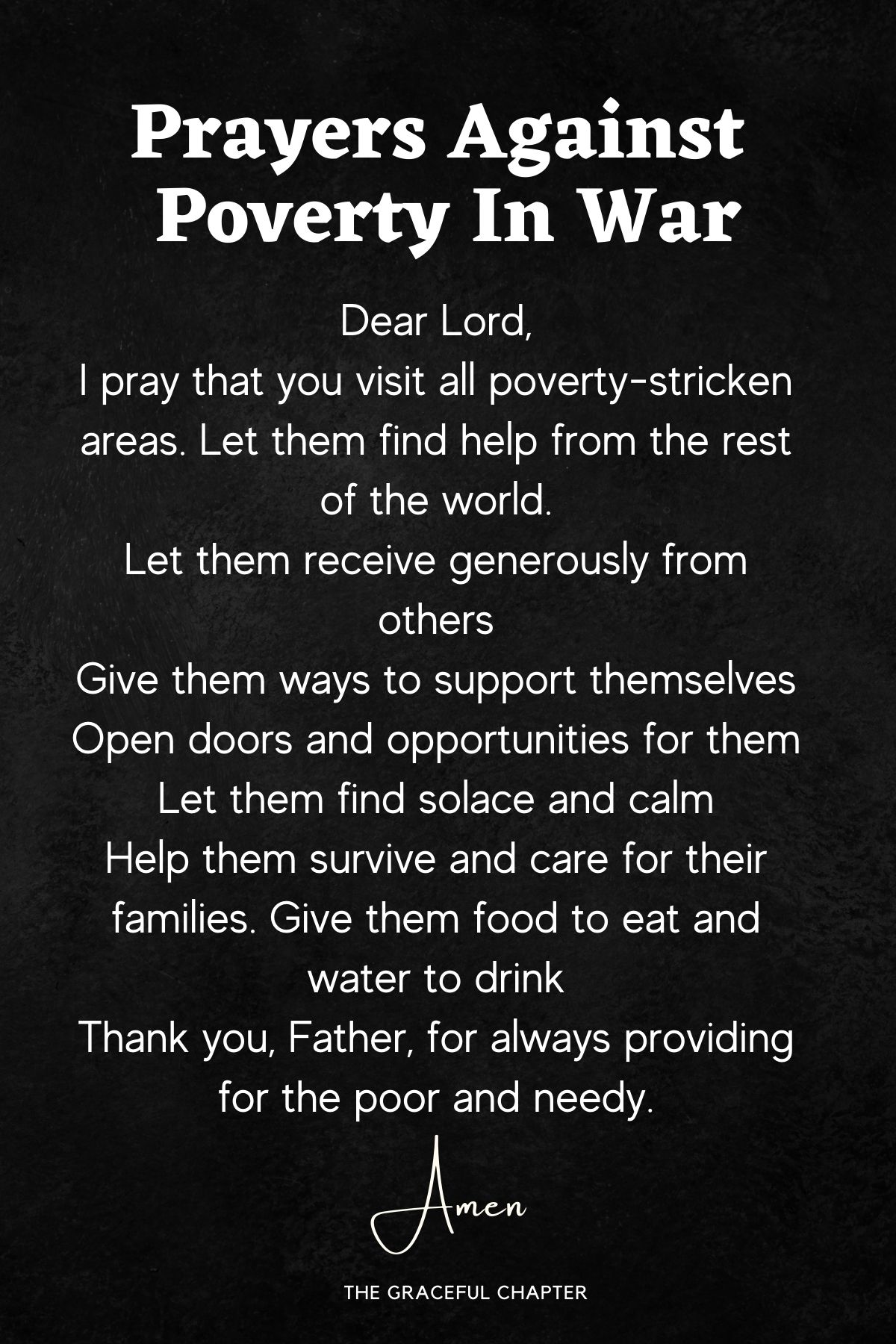 Prayers against poverty in war