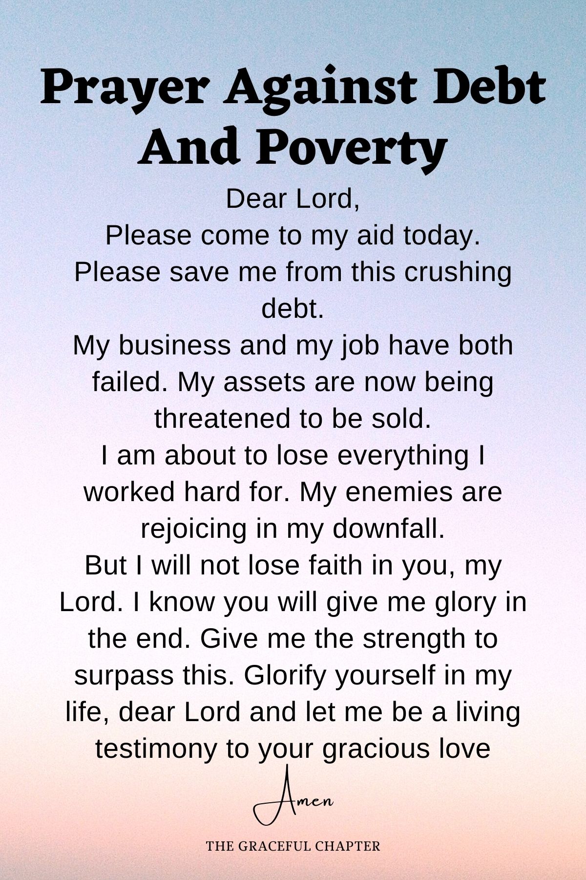 Prayer against debt and poverty - prayers for difficult situations