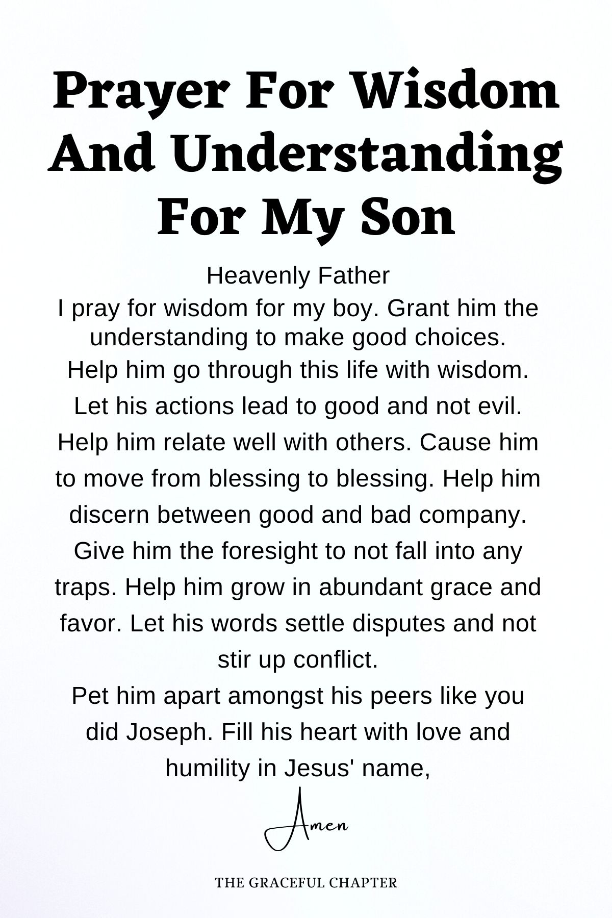 Prayer for wisdom and understanding for my son