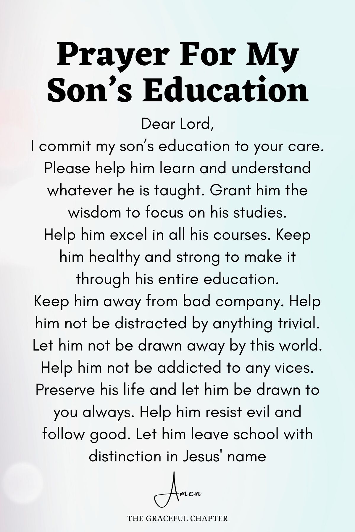 Prayer for my son’s education - prayers for my son