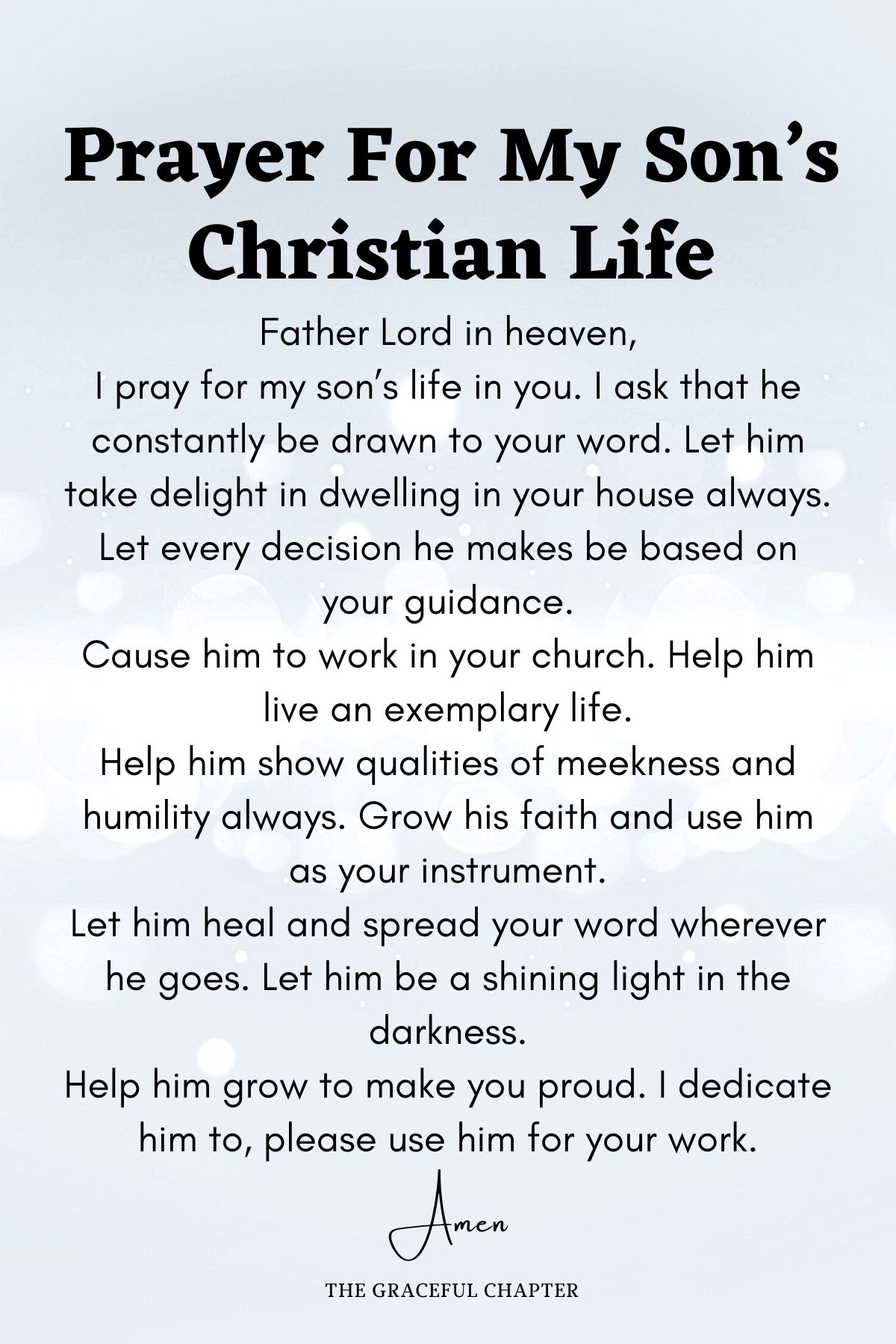 Prayer for my son’s Christian life