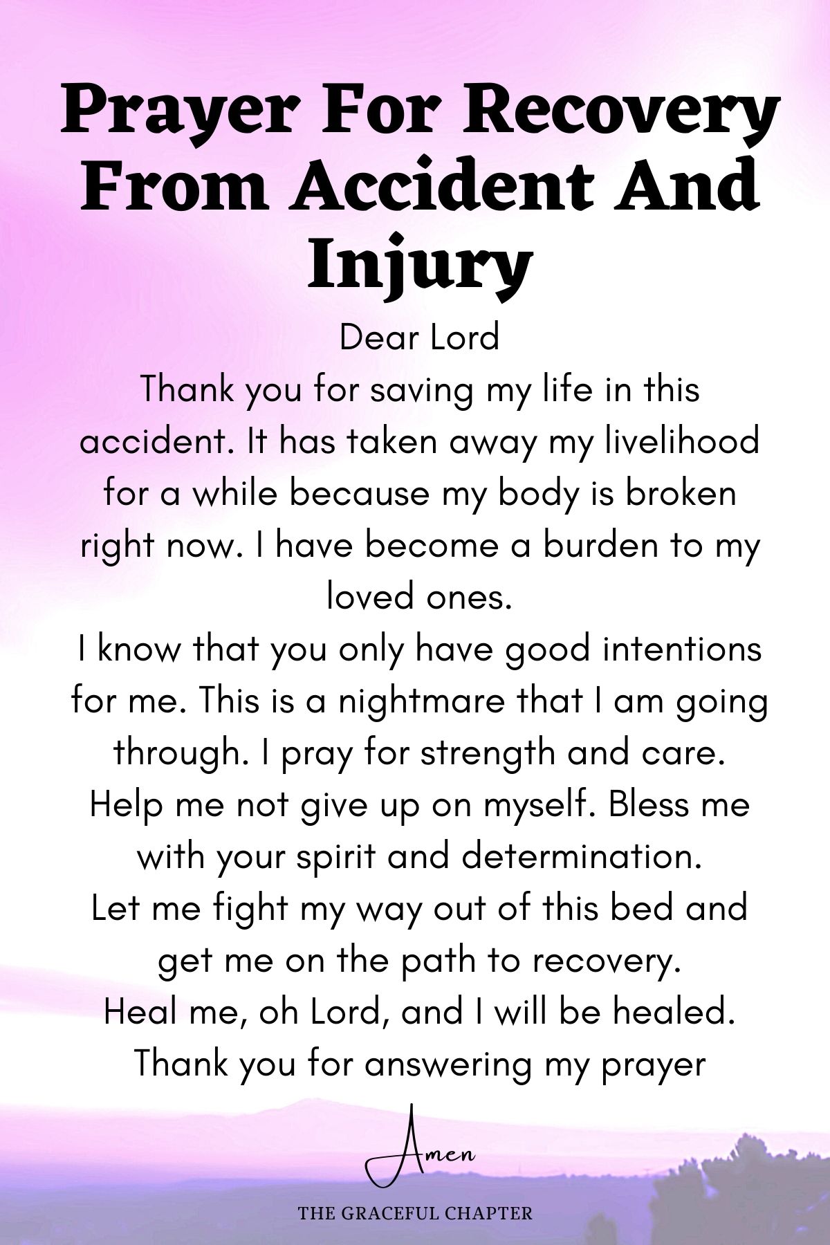 Prayer for recovery from accident and injury