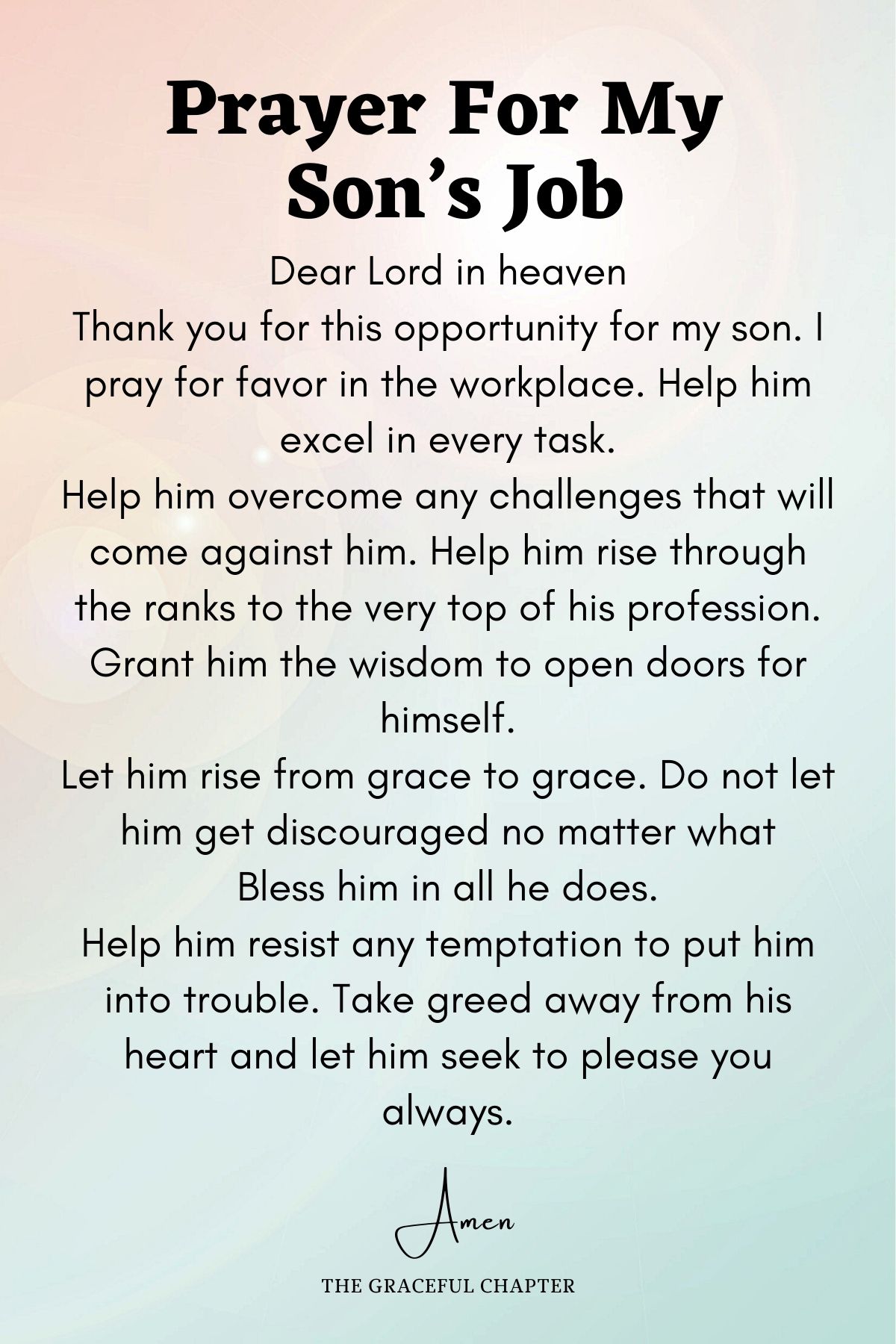 Prayer for my son’s job - prayers for my son