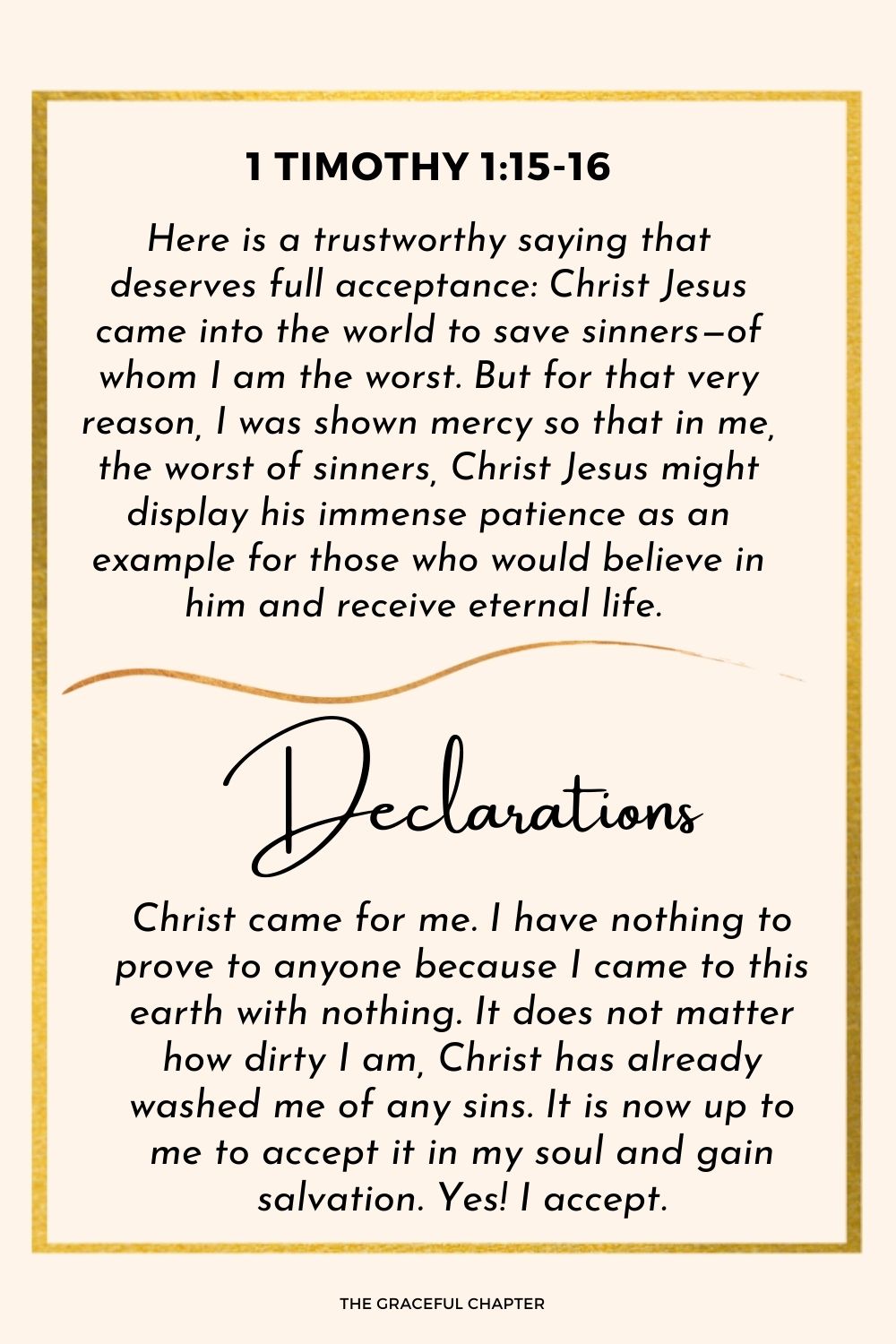 1 Timothy 1:15-16 declaration