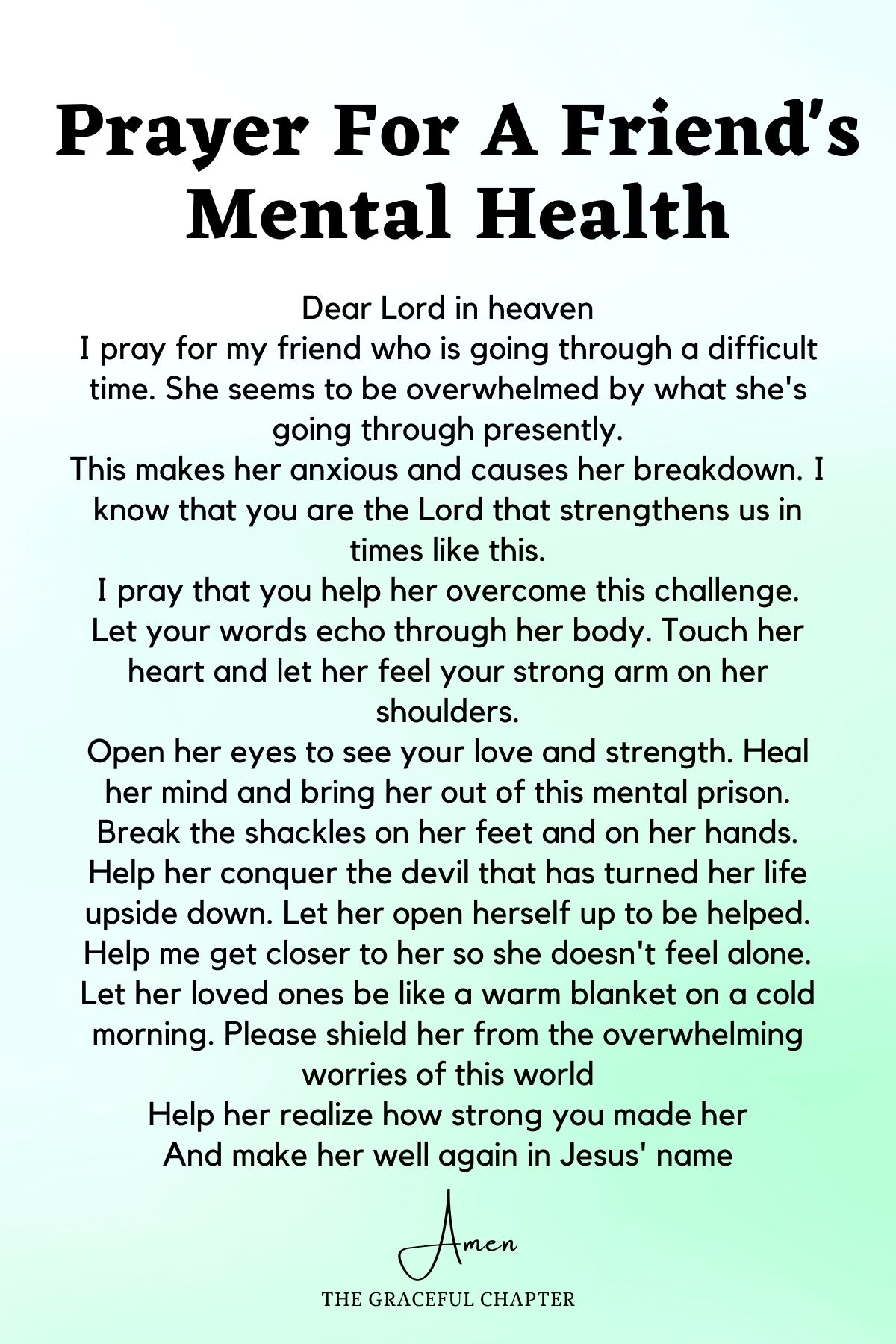 Prayer for a friend's mental health
