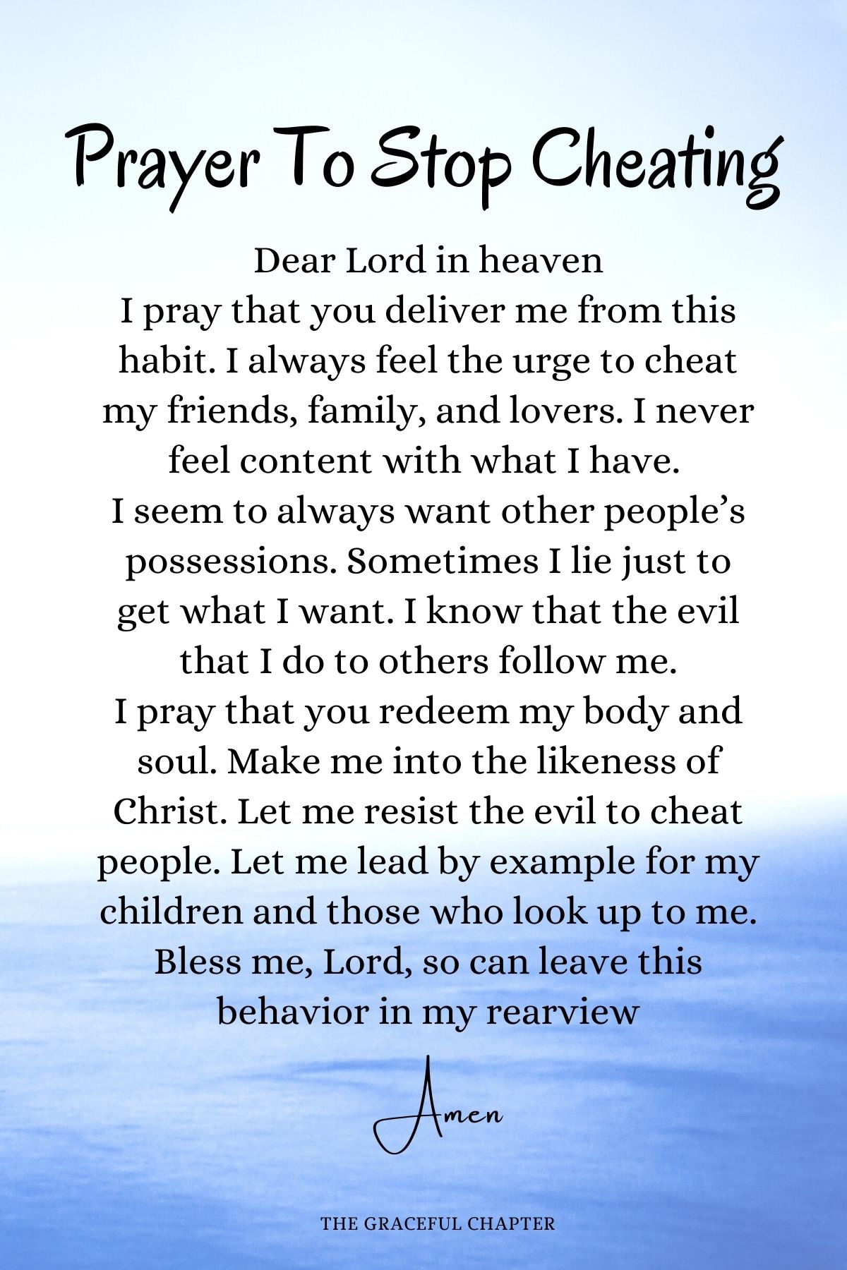 Prayer to stop cheating