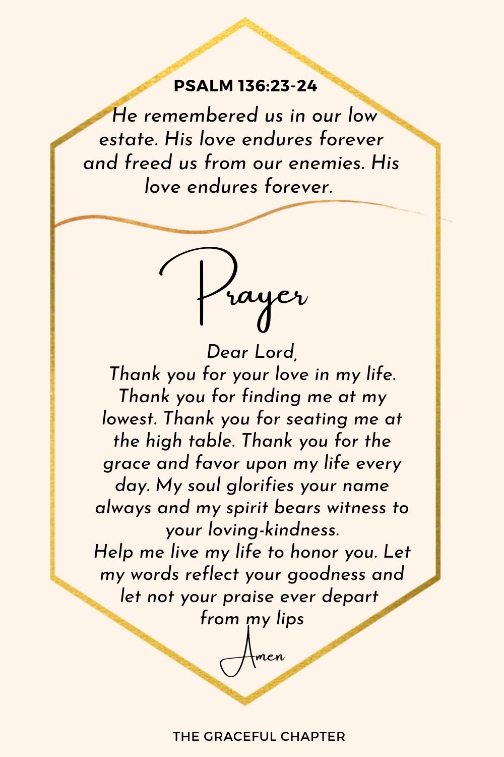 Prayer - Psalm 136:23-24 