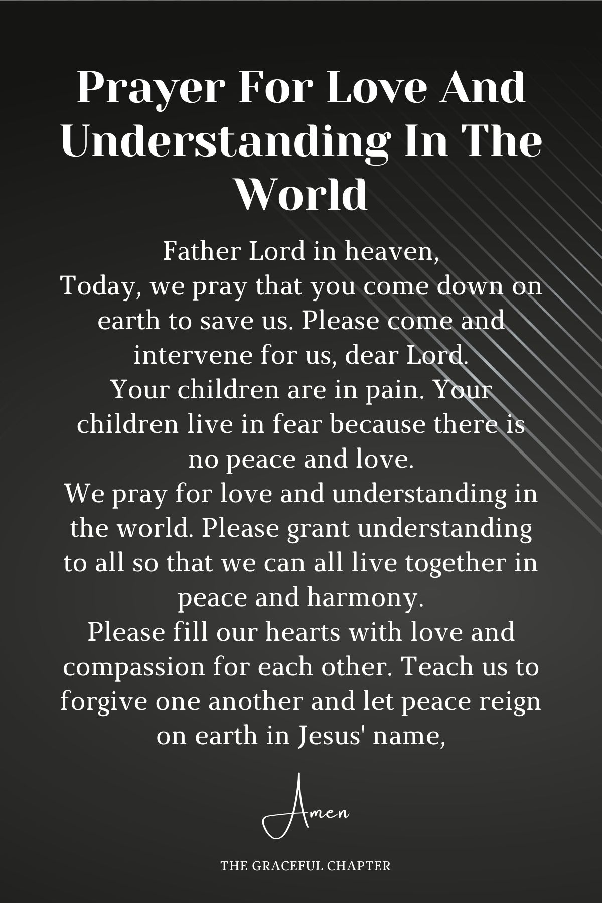 Prayer for love and understanding in the world