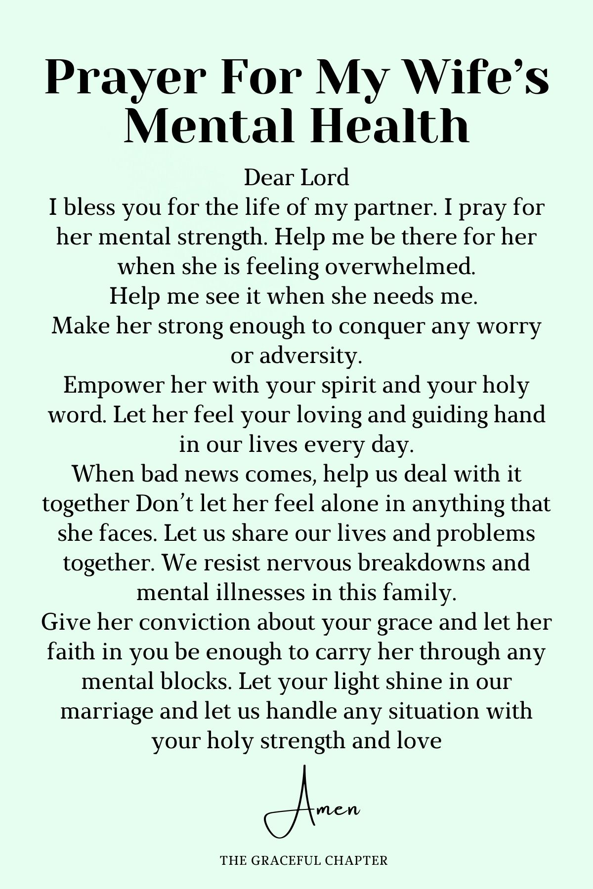 Prayer for my wife’s mental health