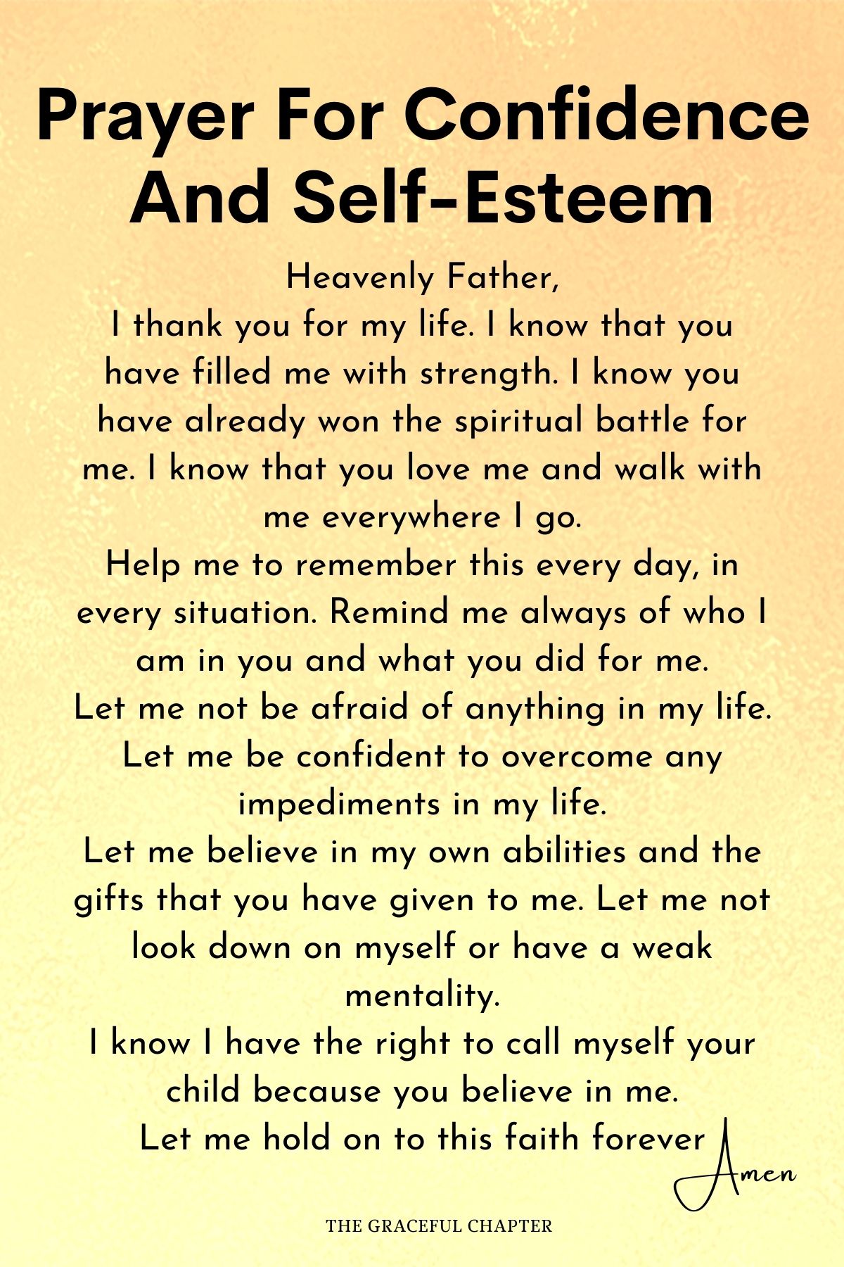 Prayer for confidence and self-esteem