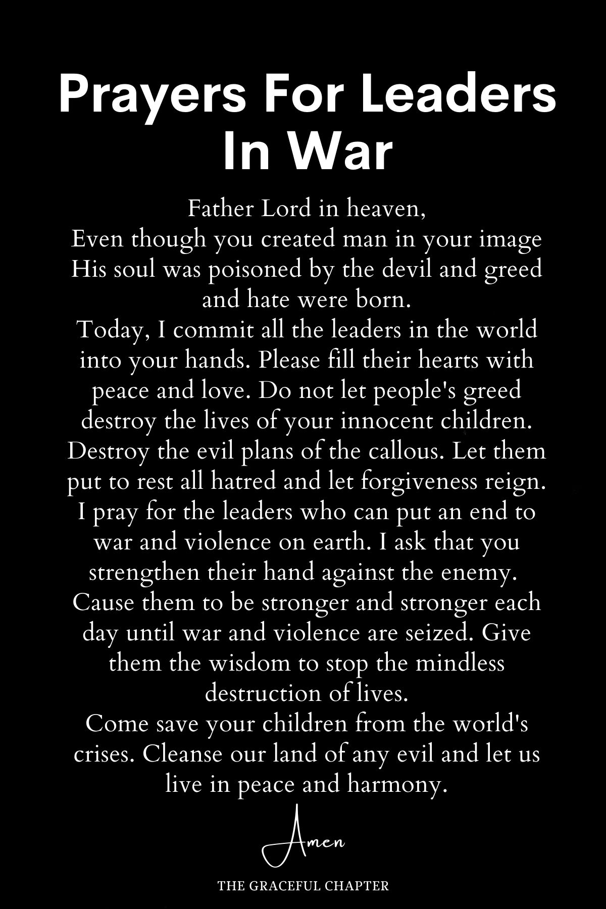 Prayers for leaders in war