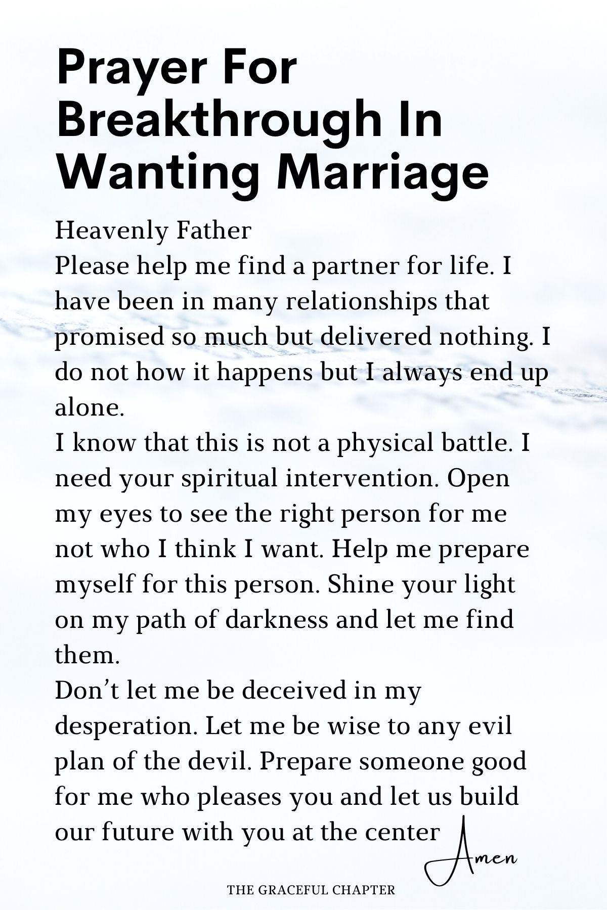 Prayer for breakthrough in wanting marriage