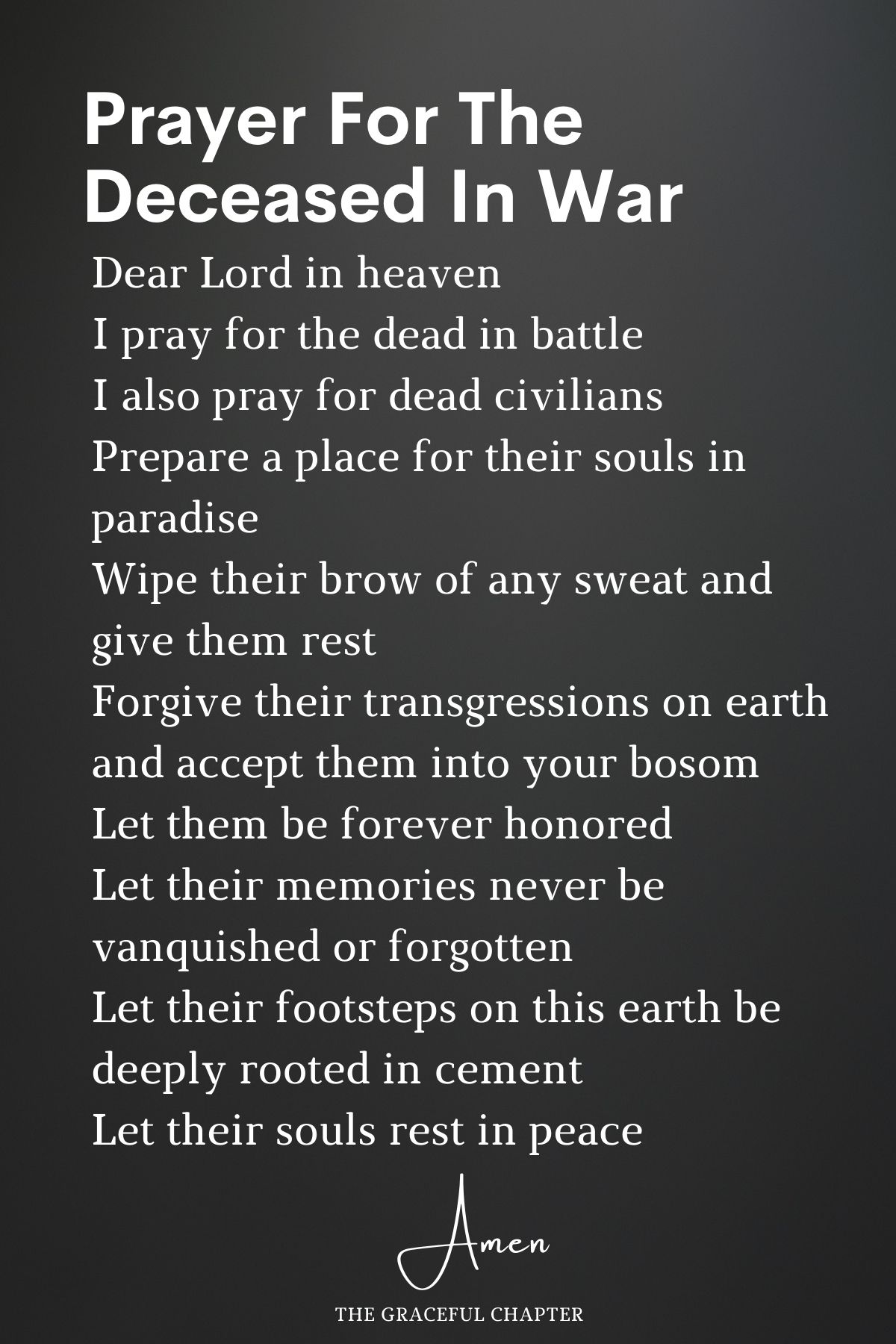 Prayer for the deceased in war