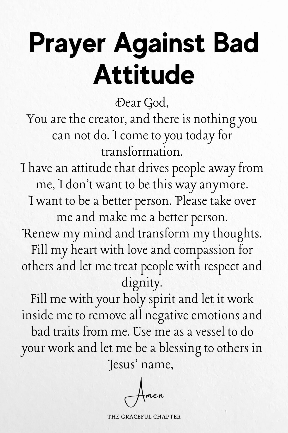 Prayer against bad attitude