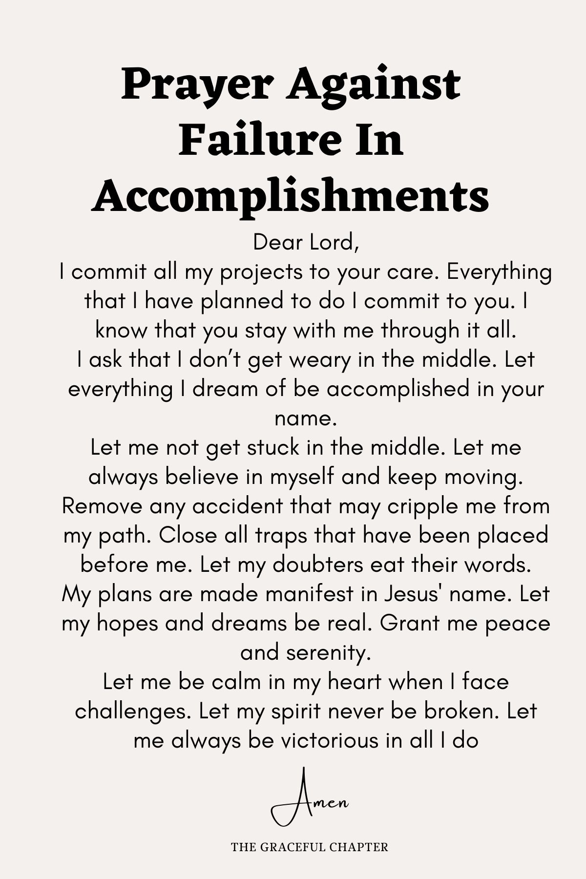 Prayer against failure in accomplishments